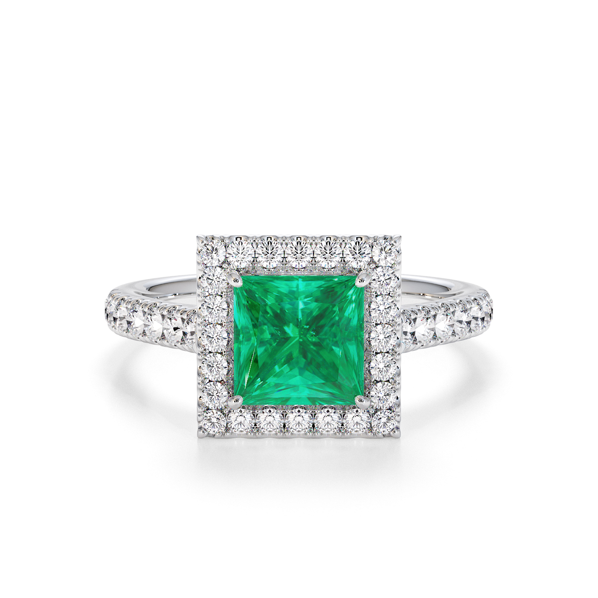 Gold / Platinum Emerald and Diamond Engagement Ring RZ3395