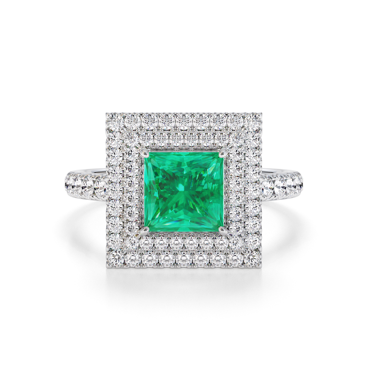 Gold / Platinum Emerald and Diamond Engagement Ring RZ3403