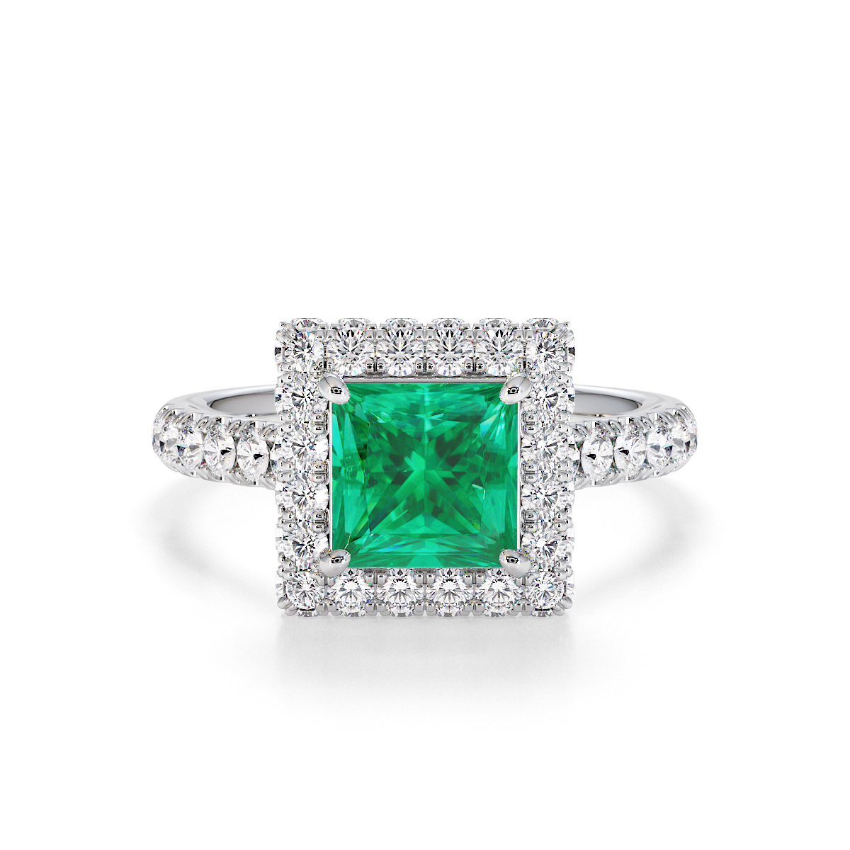 Gold / Platinum Emerald and Diamond Engagement Ring RZ3411