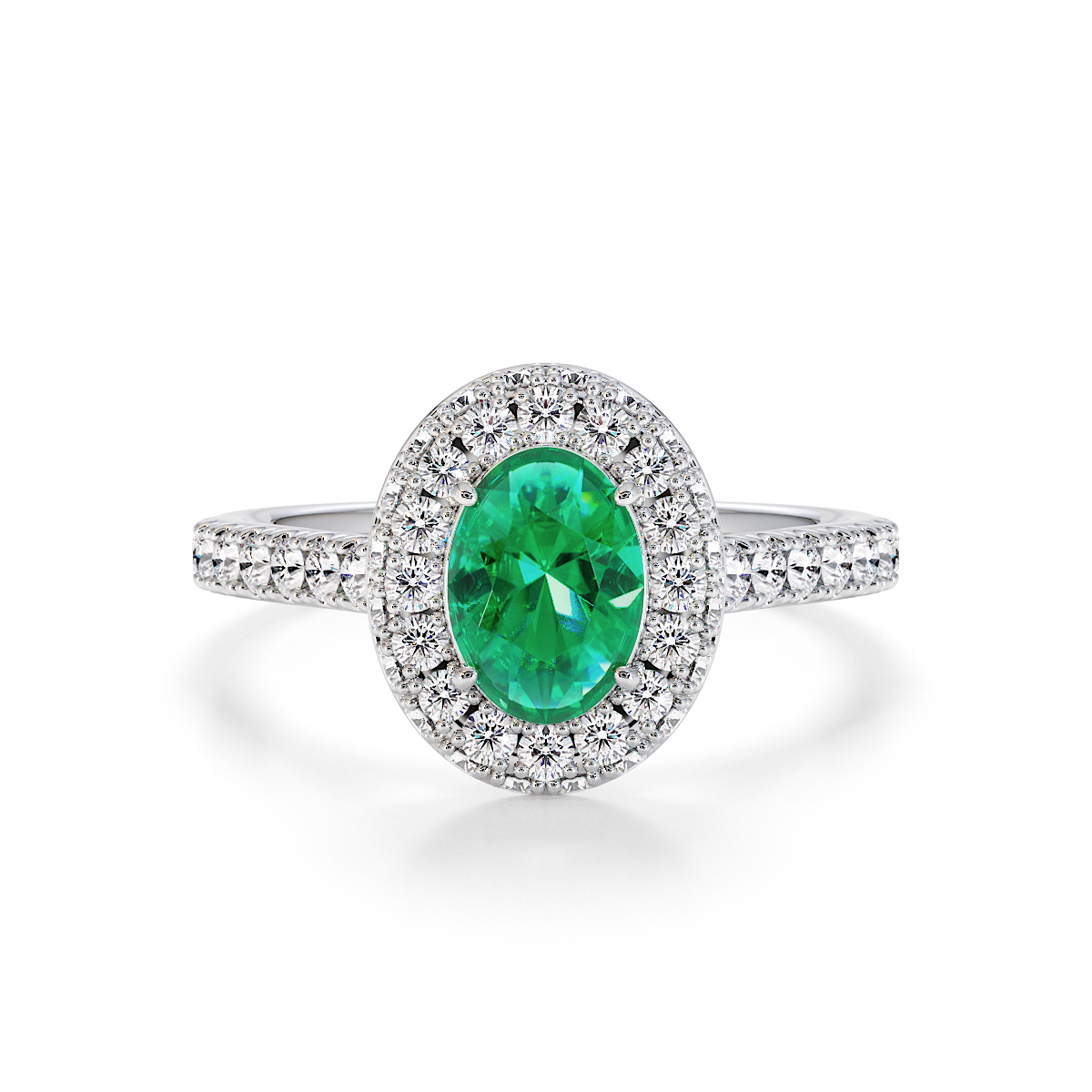 Gold / Platinum Emerald and Diamond Engagement Ring RZ3421