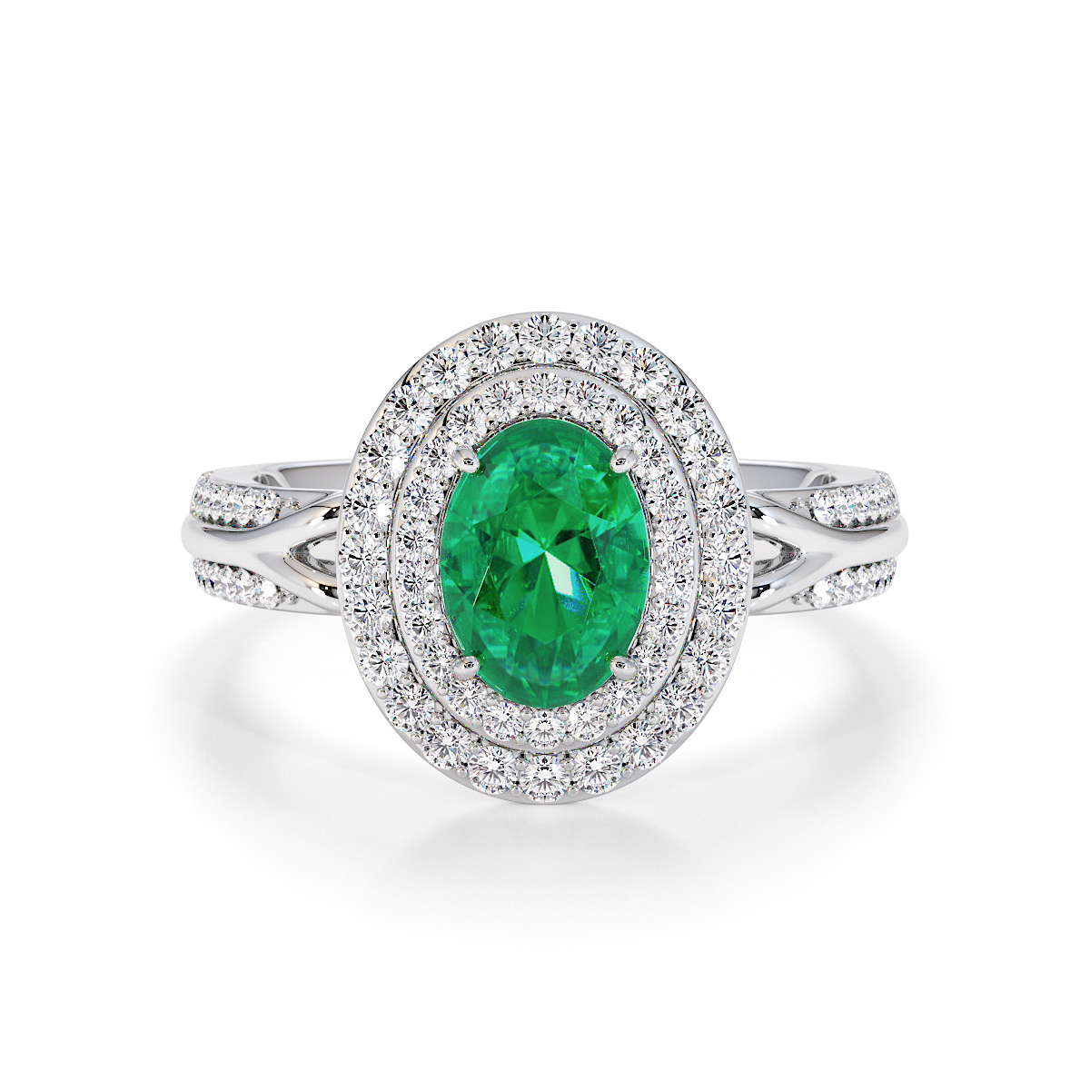 Gold / Platinum Emerald and Diamond Engagement Ring RZ3428