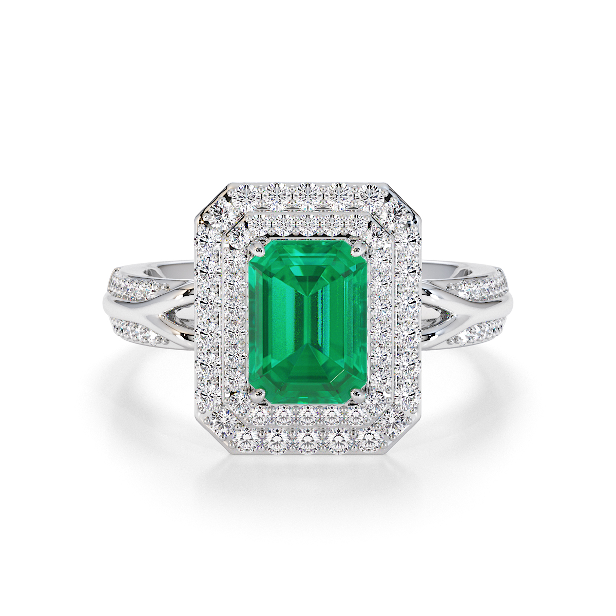 Gold / Platinum Emerald and Diamond Engagement Ring RZ3429