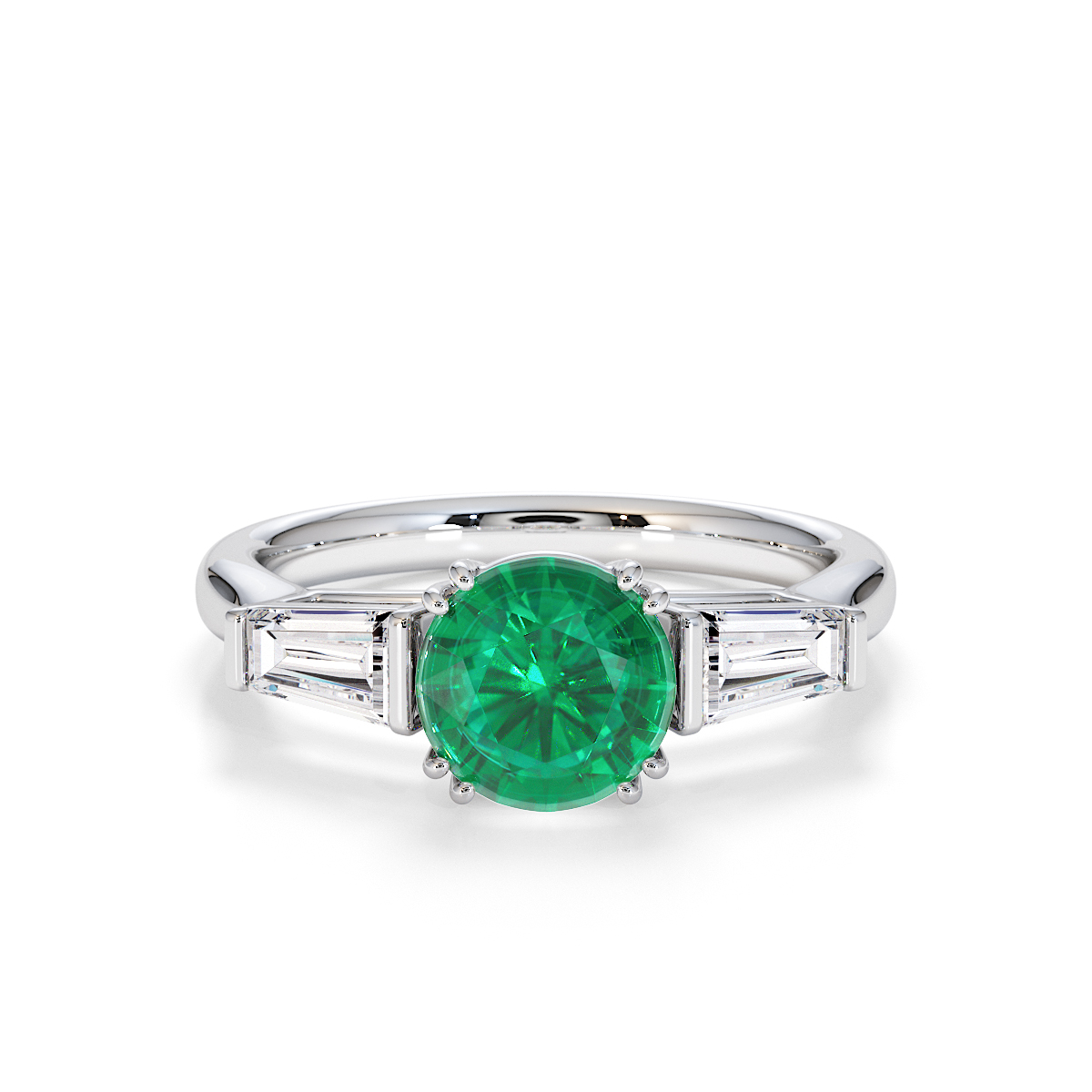 Gold / Platinum Emerald and Diamond Engagement Ring RZ3434