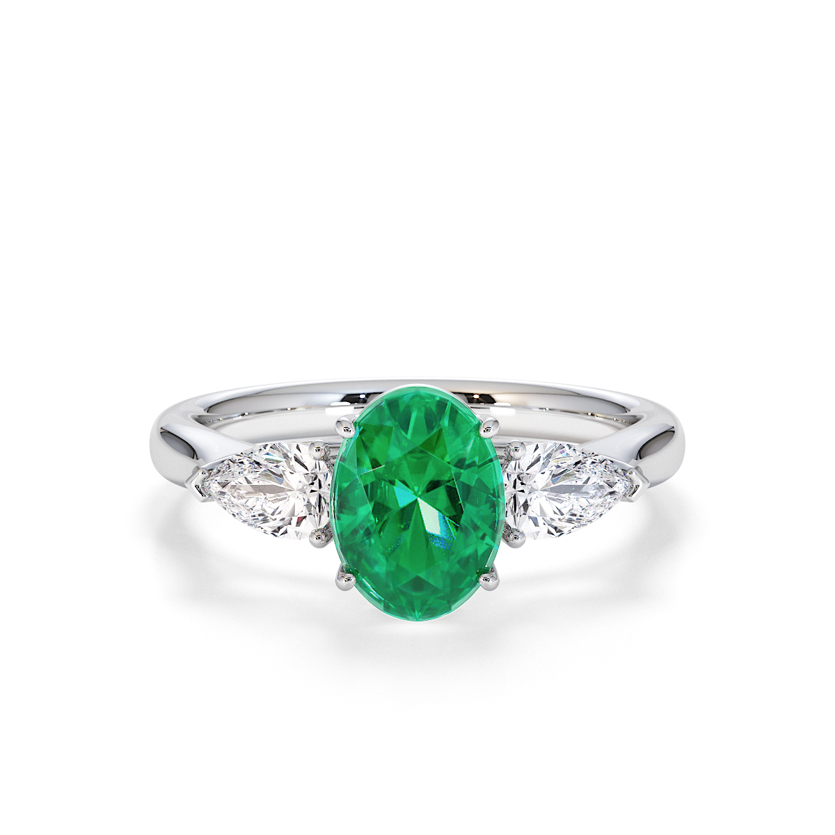 Gold / Platinum Emerald and Diamond Engagement Ring RZ3435