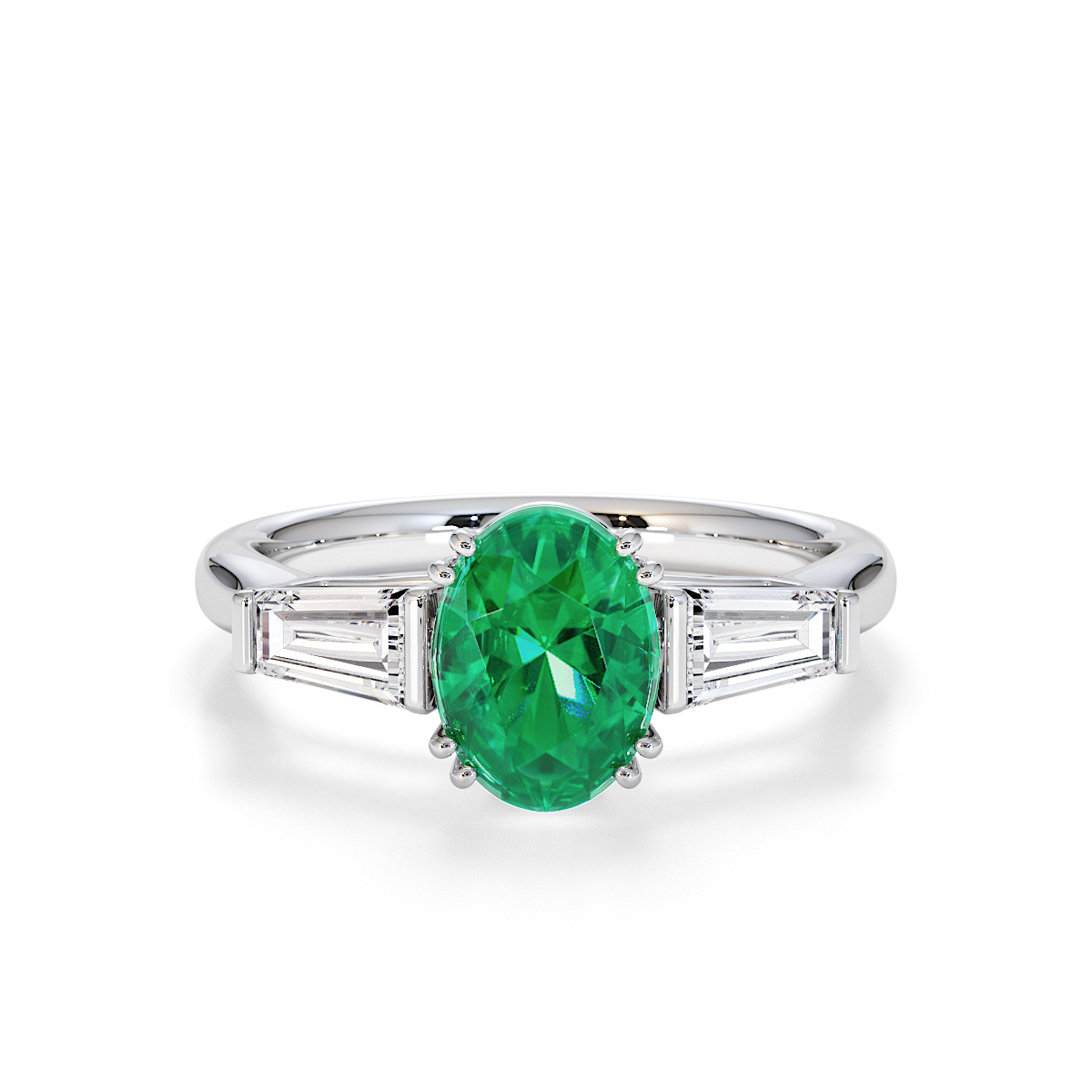 Gold / Platinum Emerald and Diamond Engagement Ring RZ3437