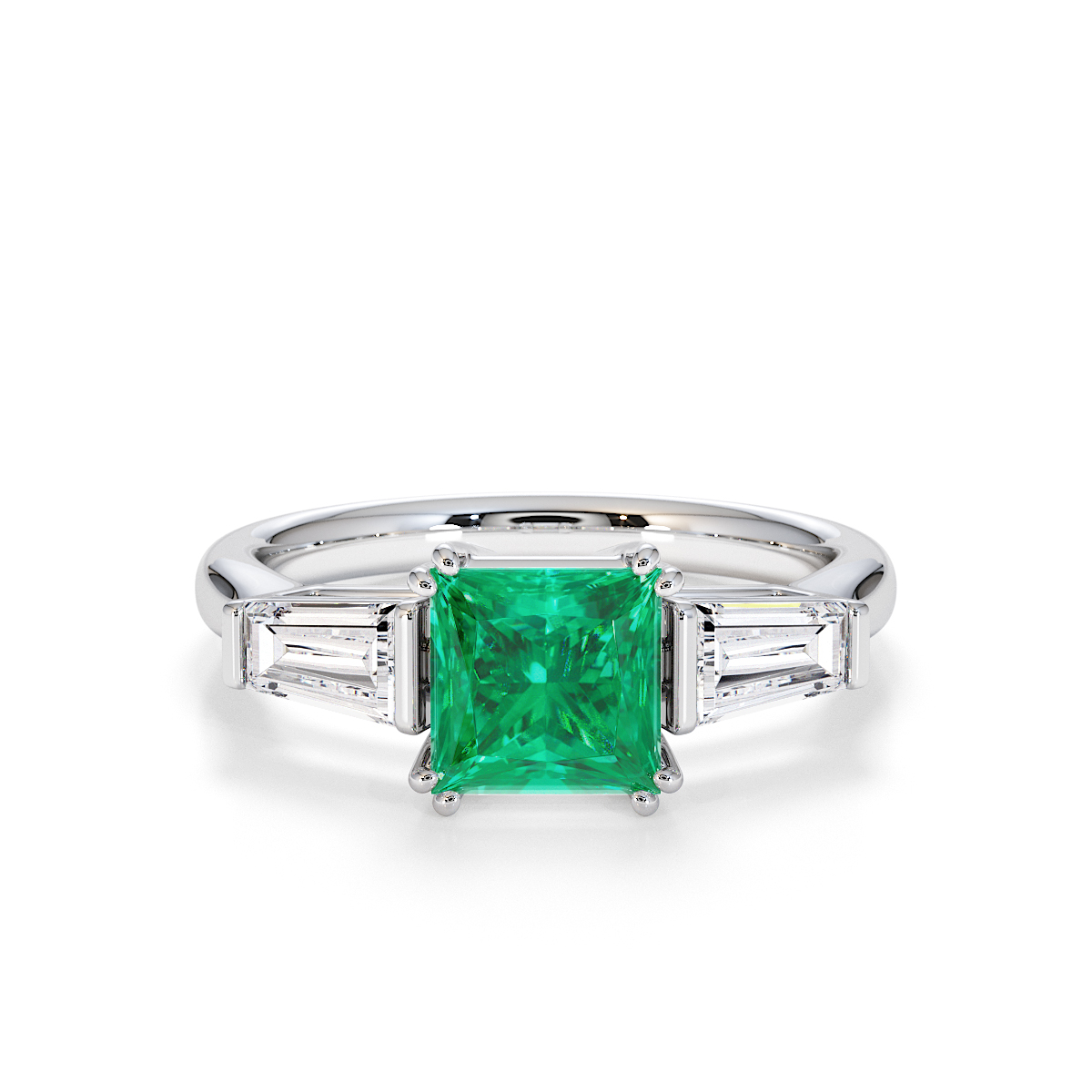 Gold / Platinum Emerald and Diamond Engagement Ring RZ3440