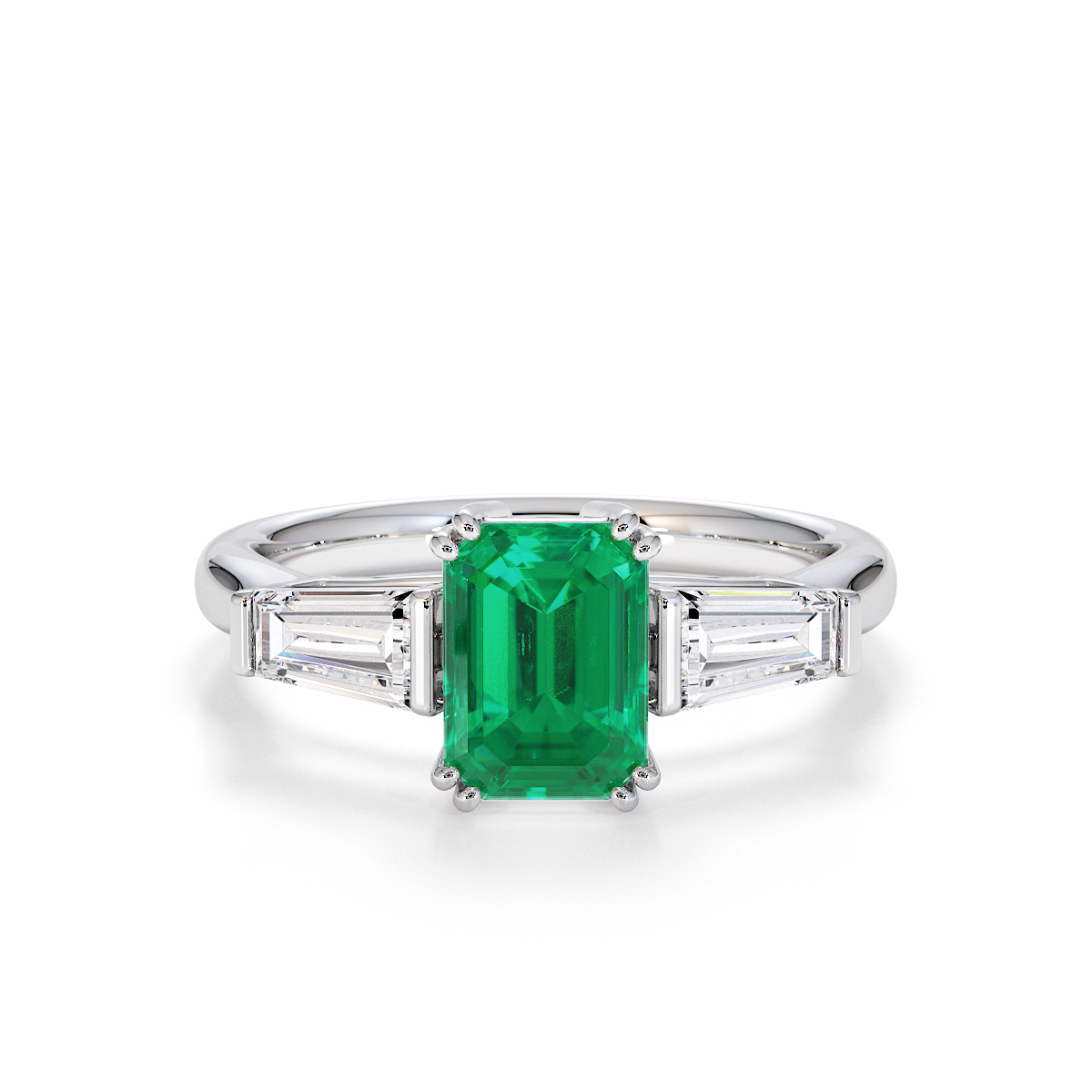 Gold / Platinum Emerald and Diamond Engagement Ring RZ3446