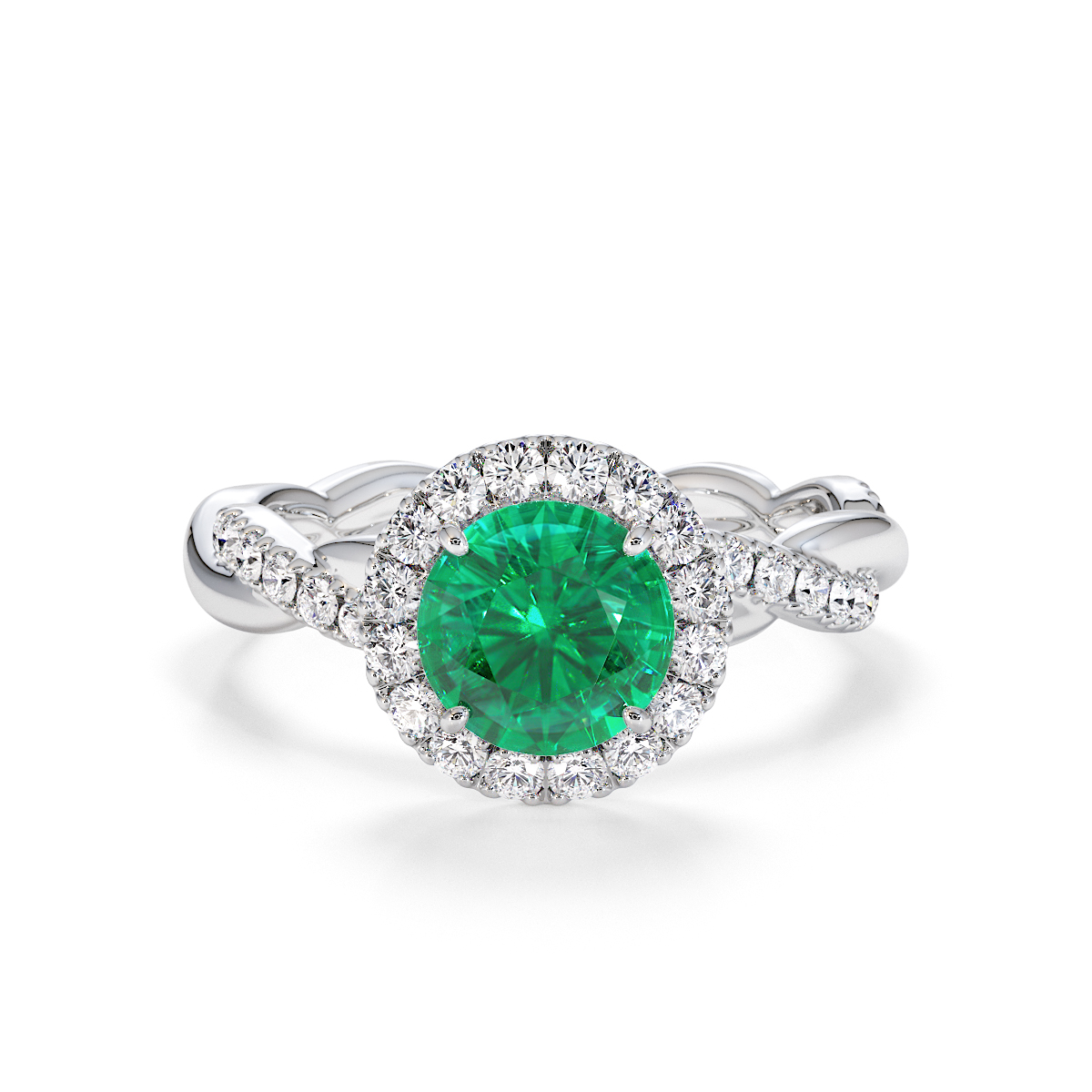 Gold / Platinum Emerald and Diamond Engagement Ring RZ3453