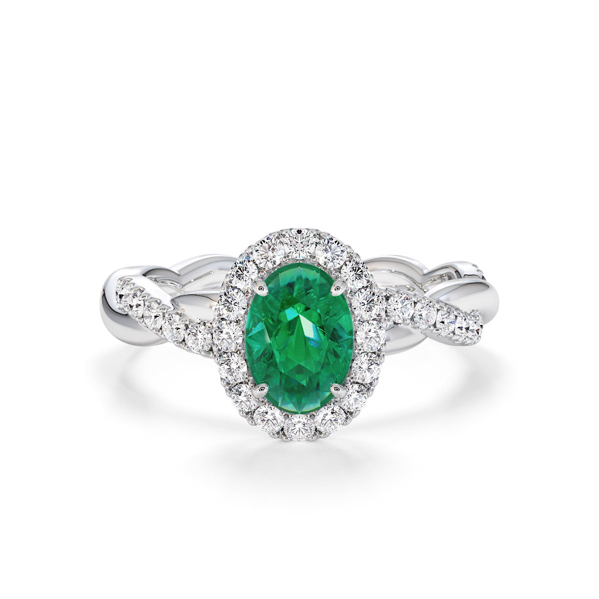 Gold / Platinum Emerald and Diamond Engagement Ring RZ3456