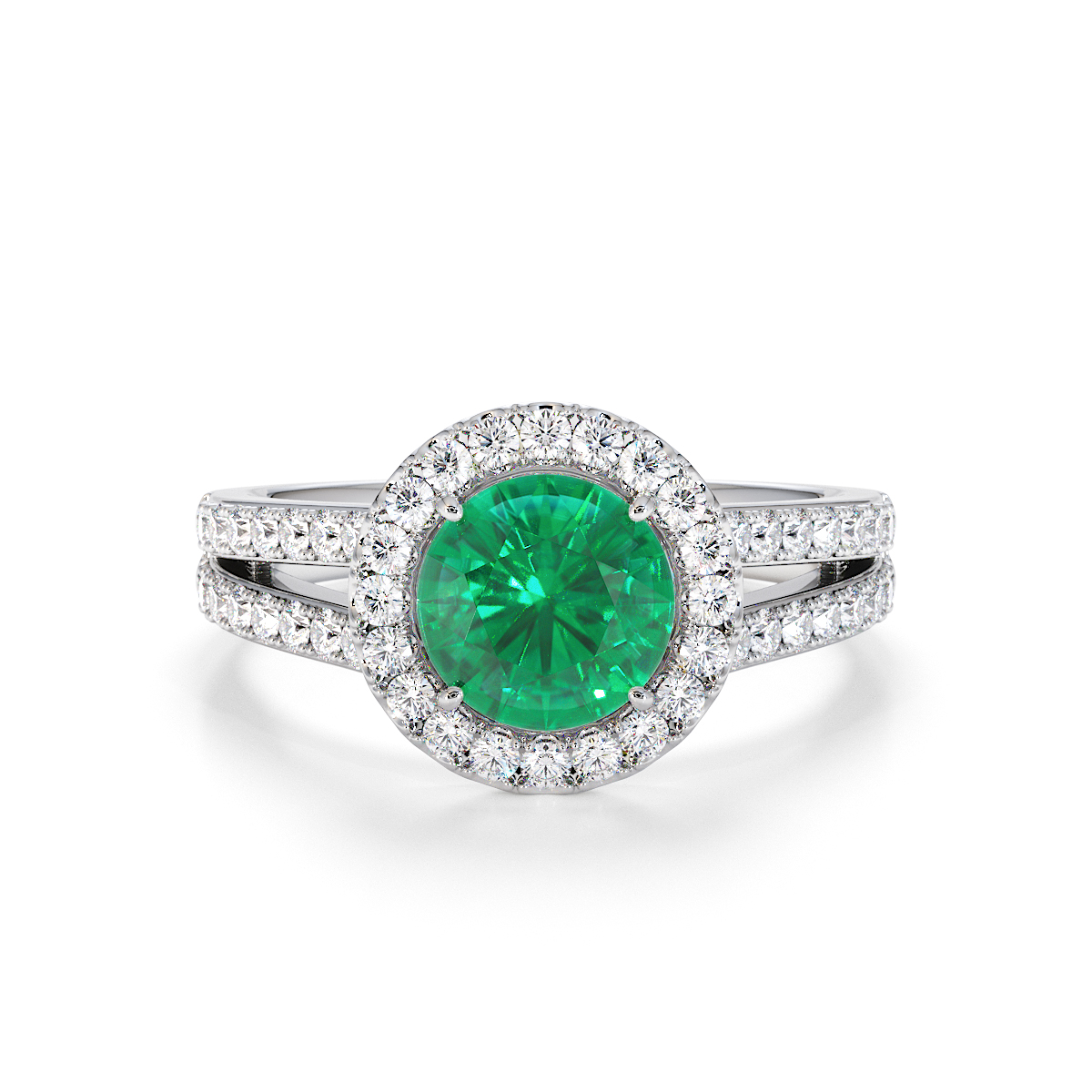 Gold / Platinum Emerald and Diamond Engagement Ring RZ3460