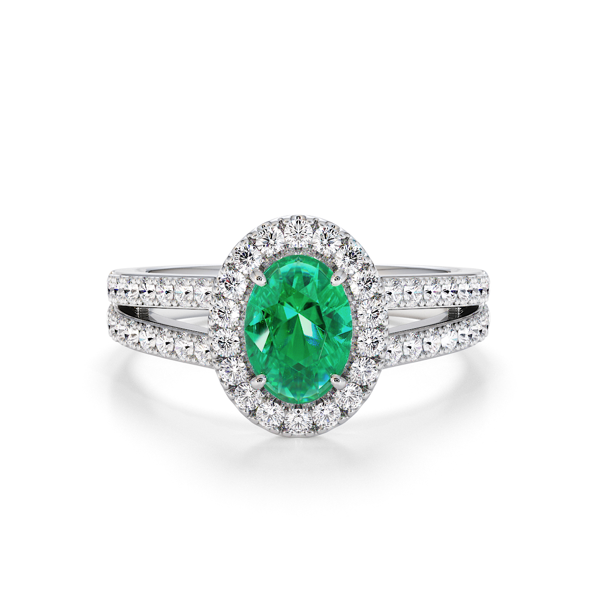 Gold / Platinum Emerald and Diamond Engagement Ring RZ3461