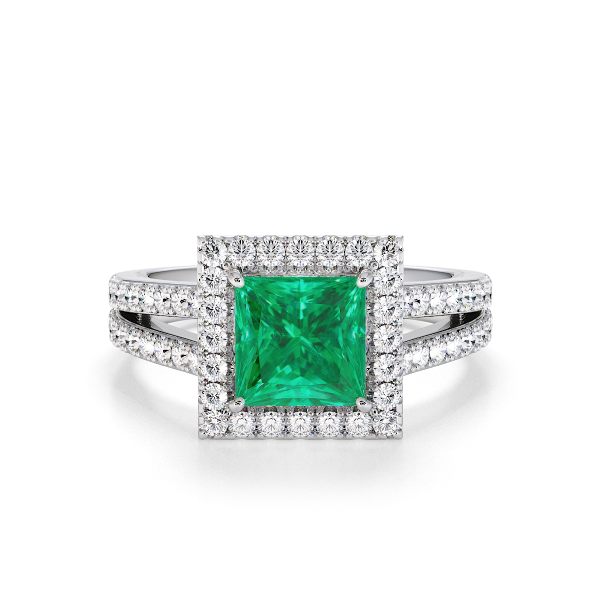 Gold / Platinum Emerald and Diamond Engagement Ring RZ3462