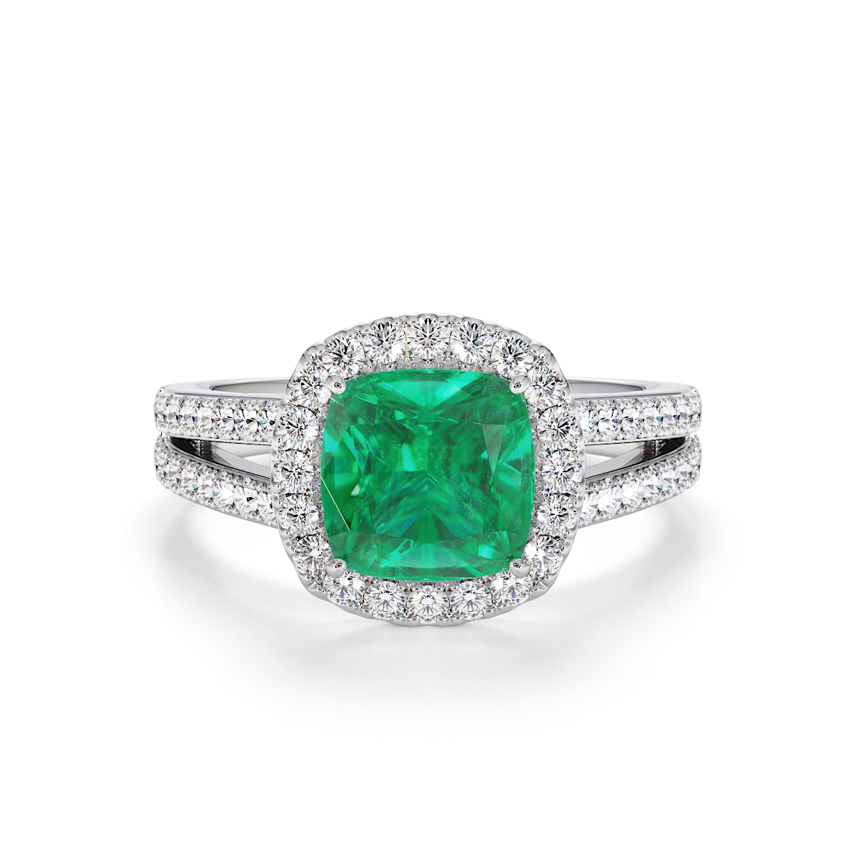 Gold / Platinum Emerald and Diamond Engagement Ring RZ3464