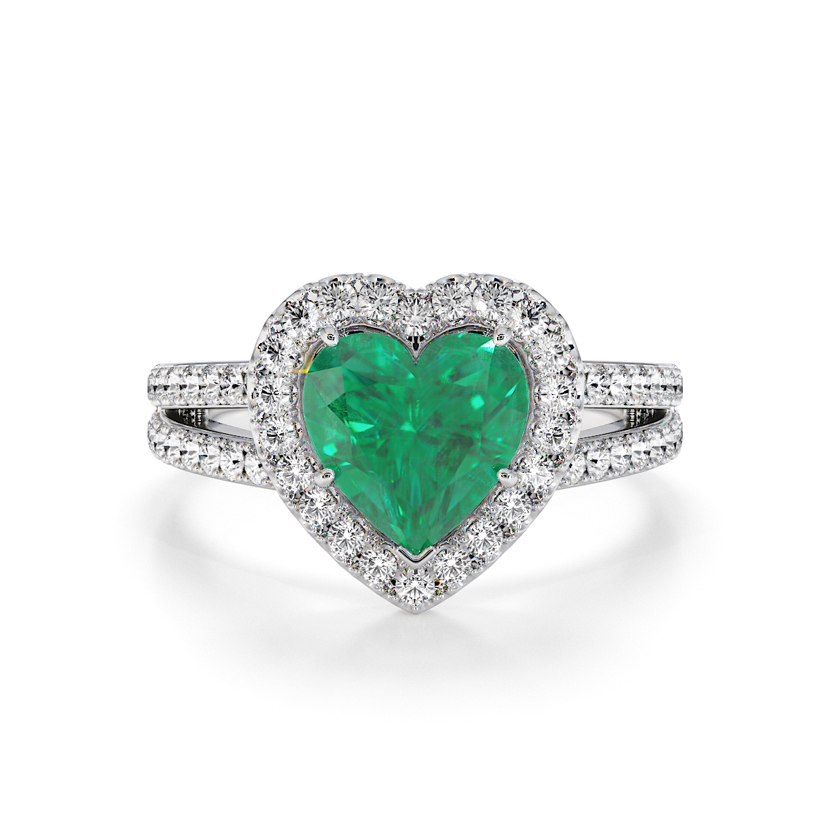 Gold / Platinum Emerald and Diamond Engagement Ring RZ3467