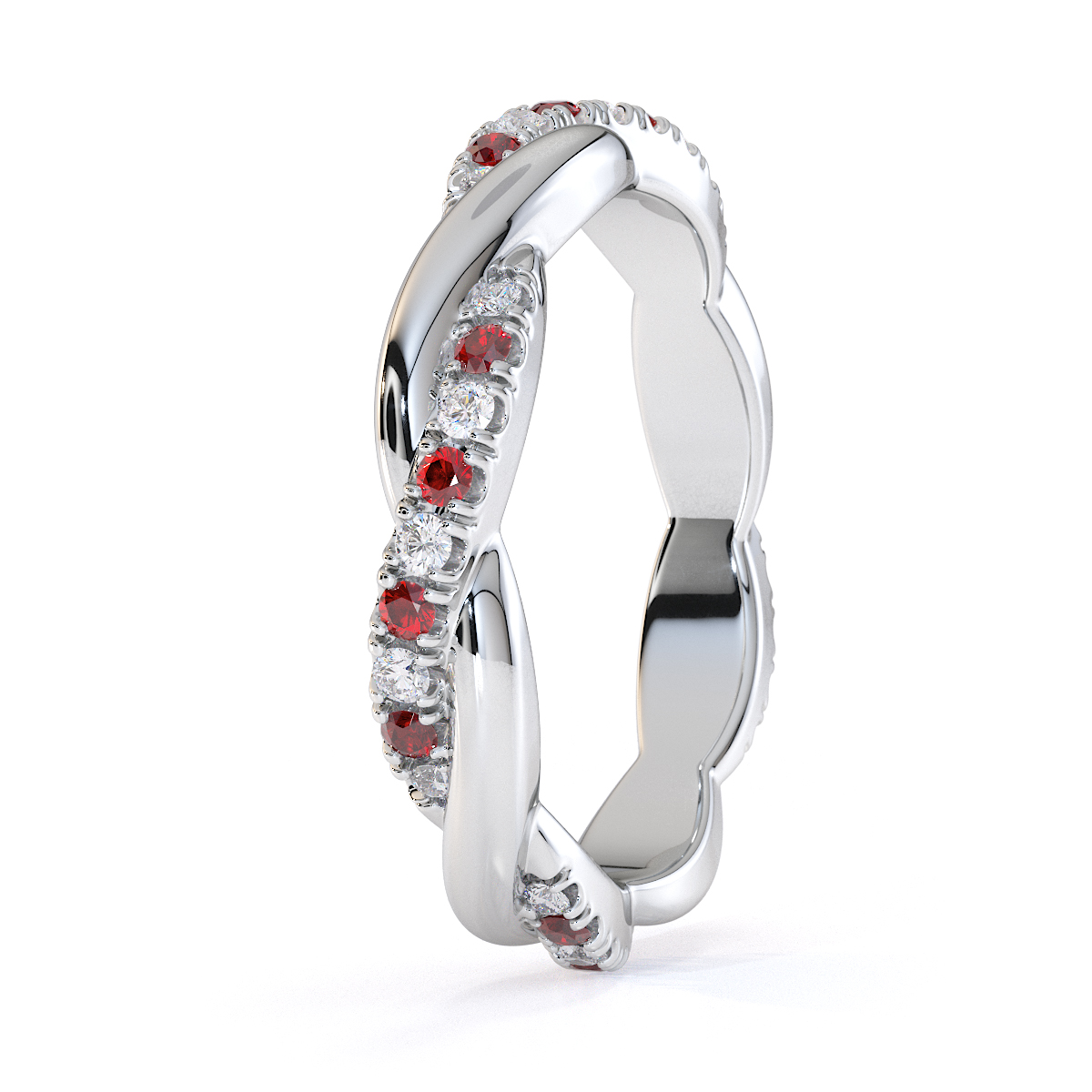 Gold / Platinum Garnet and Diamond Full Eternity Ring RZ1522