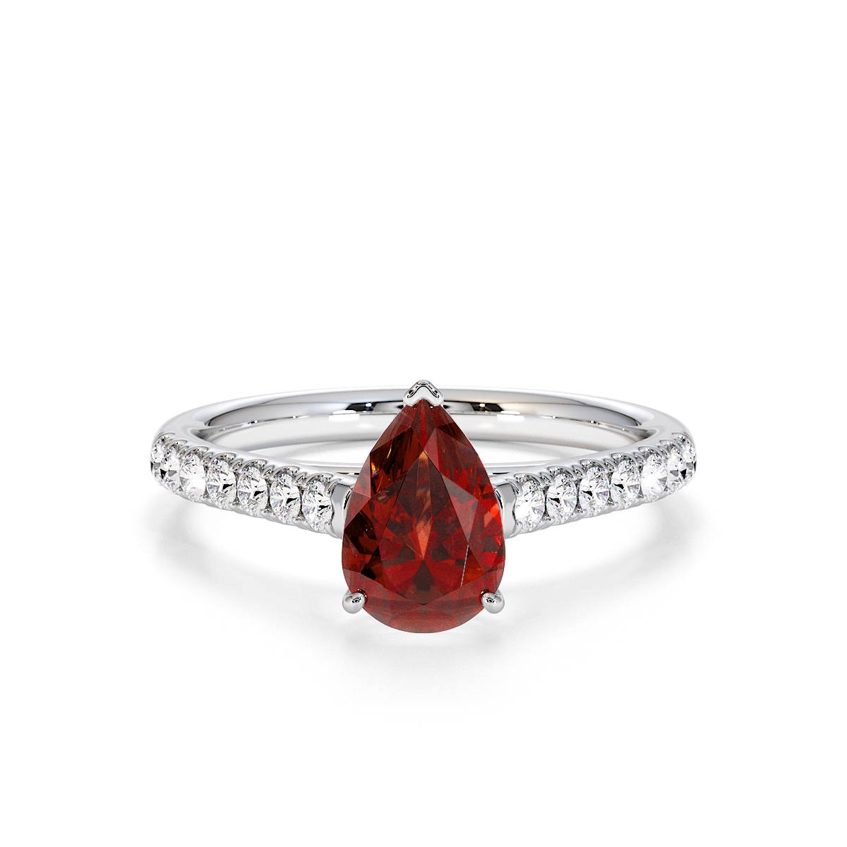 Gold / Platinum Garnet and Diamond Engagement Ring RZ3355