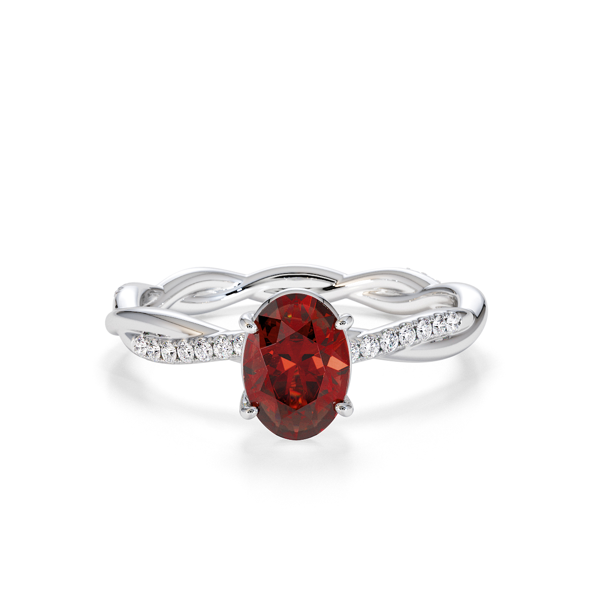 Gold / Platinum Garnet and Diamond Engagement Ring RZ3386