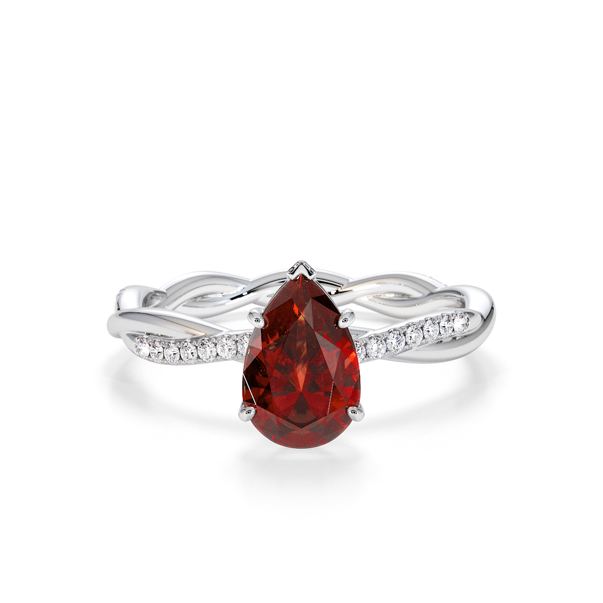 Gold / Platinum Garnet and Diamond Engagement Ring RZ3390