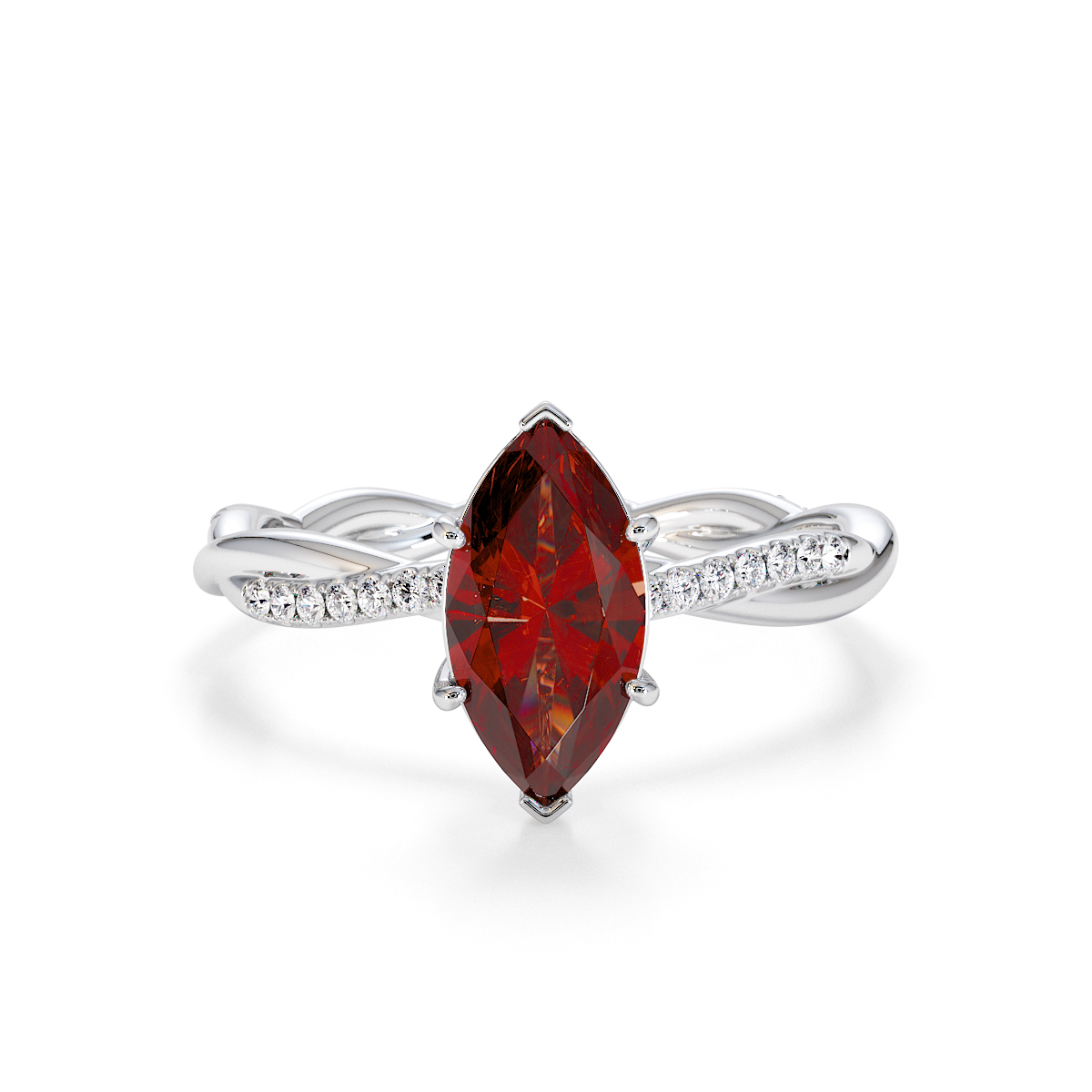 Gold / Platinum Garnet and Diamond Engagement Ring RZ3391