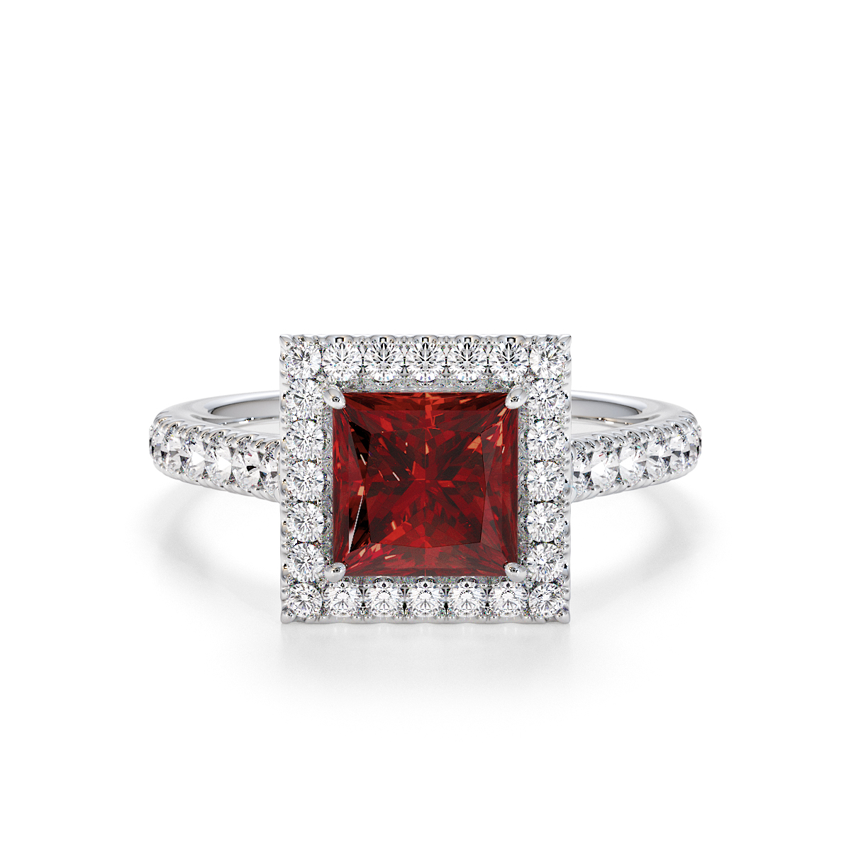 Gold / Platinum Garnet and Diamond Engagement Ring RZ3395