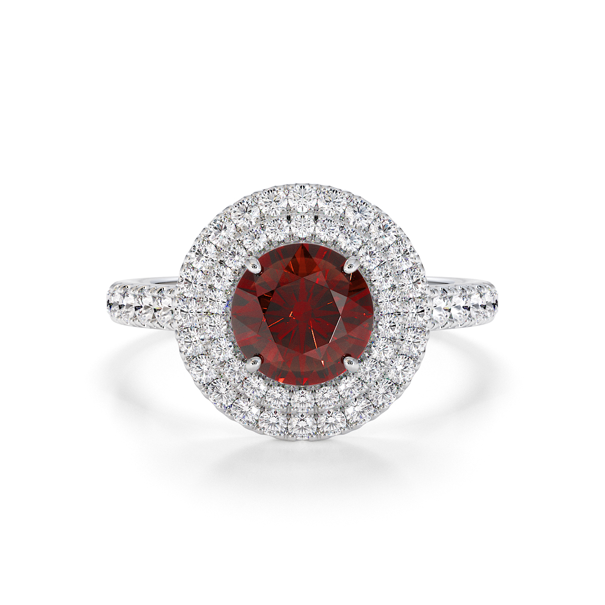 Gold / Platinum Garnet and Diamond Engagement Ring RZ3401