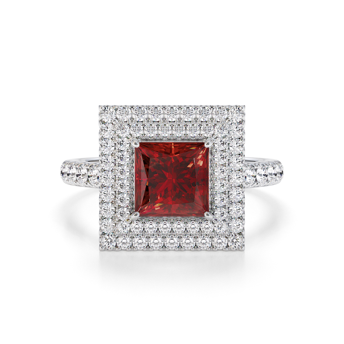 Gold / Platinum Garnet and Diamond Engagement Ring RZ3403