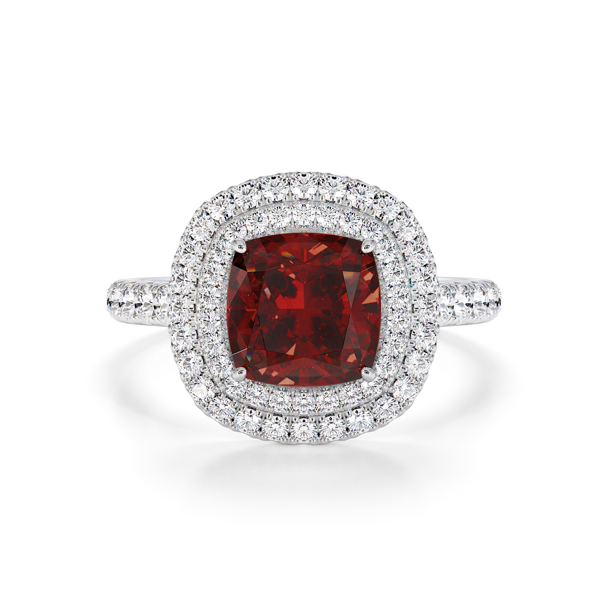 Gold / Platinum Garnet and Diamond Engagement Ring RZ3405