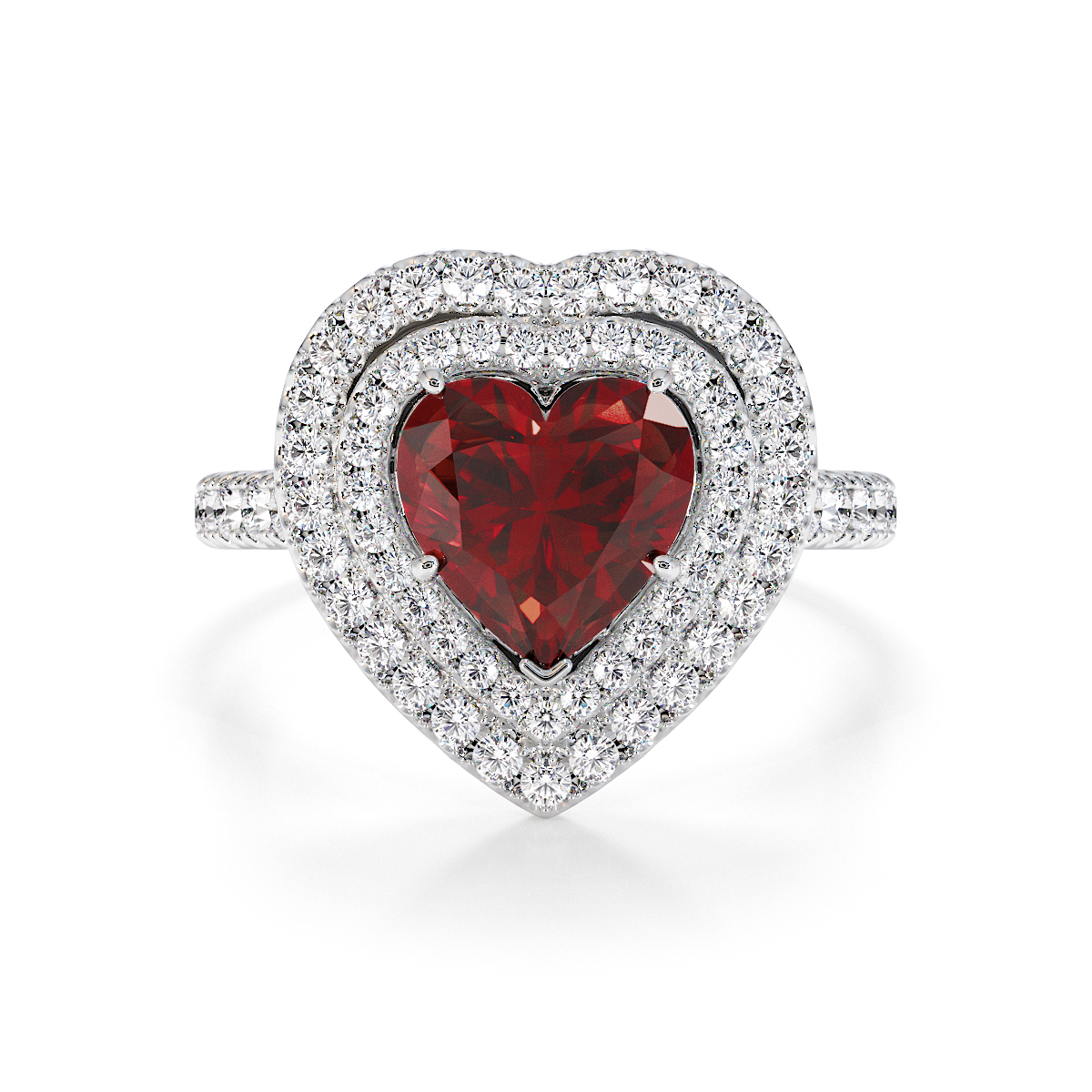 Gold / Platinum Garnet and Diamond Engagement Ring RZ3408