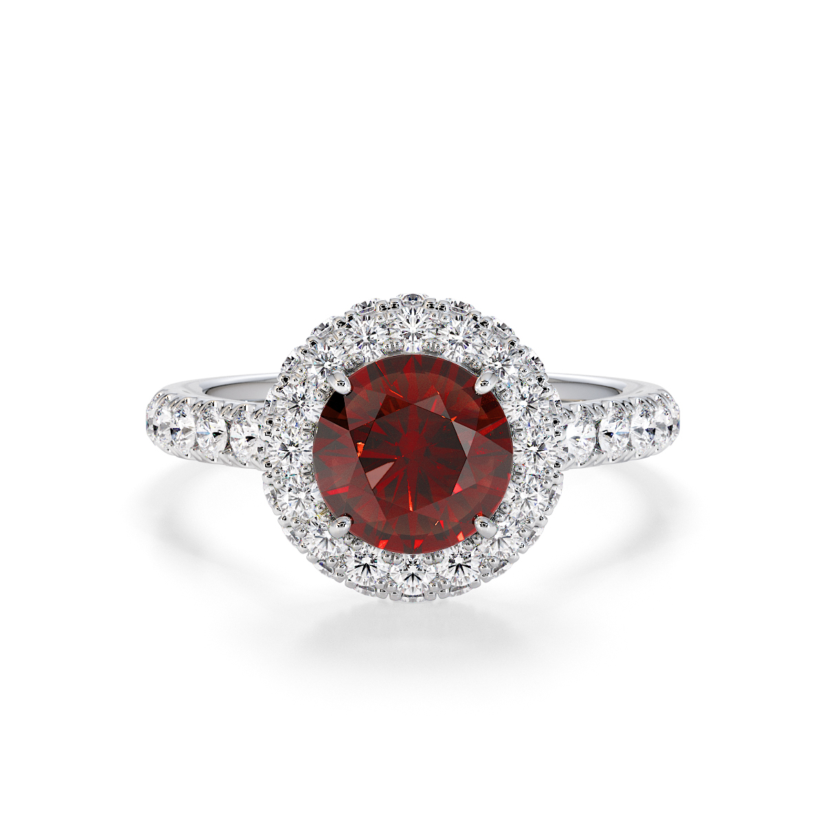 Gold / Platinum Garnet and Diamond Engagement Ring RZ3409