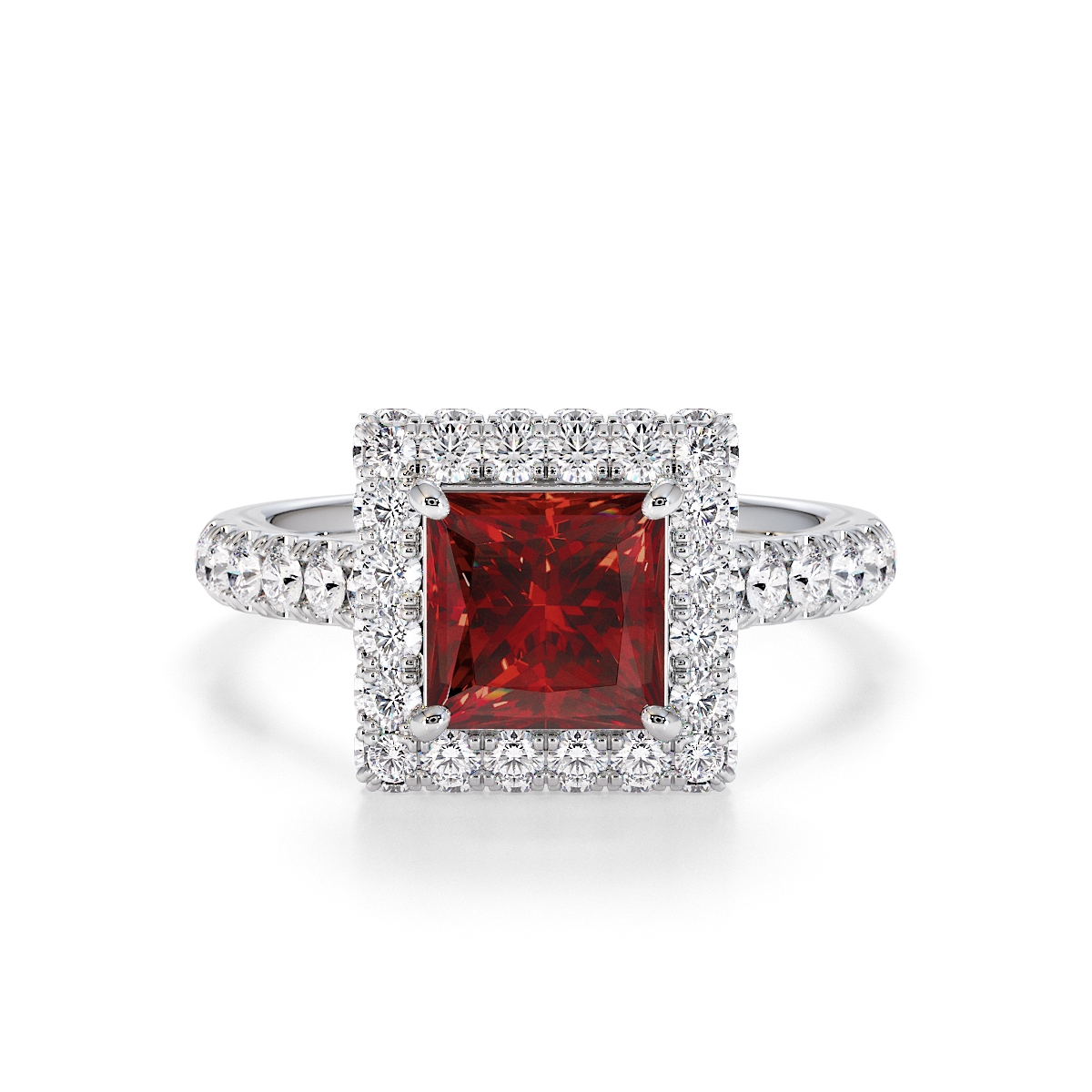Gold / Platinum Garnet and Diamond Engagement Ring RZ3411