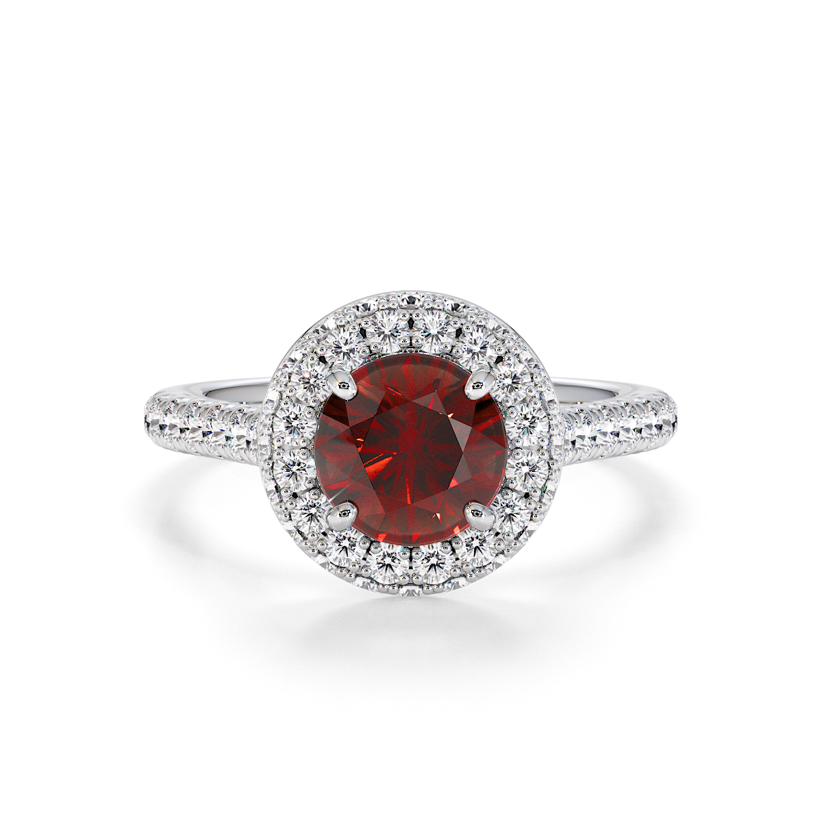 Gold / Platinum Garnet and Diamond Engagement Ring RZ3420
