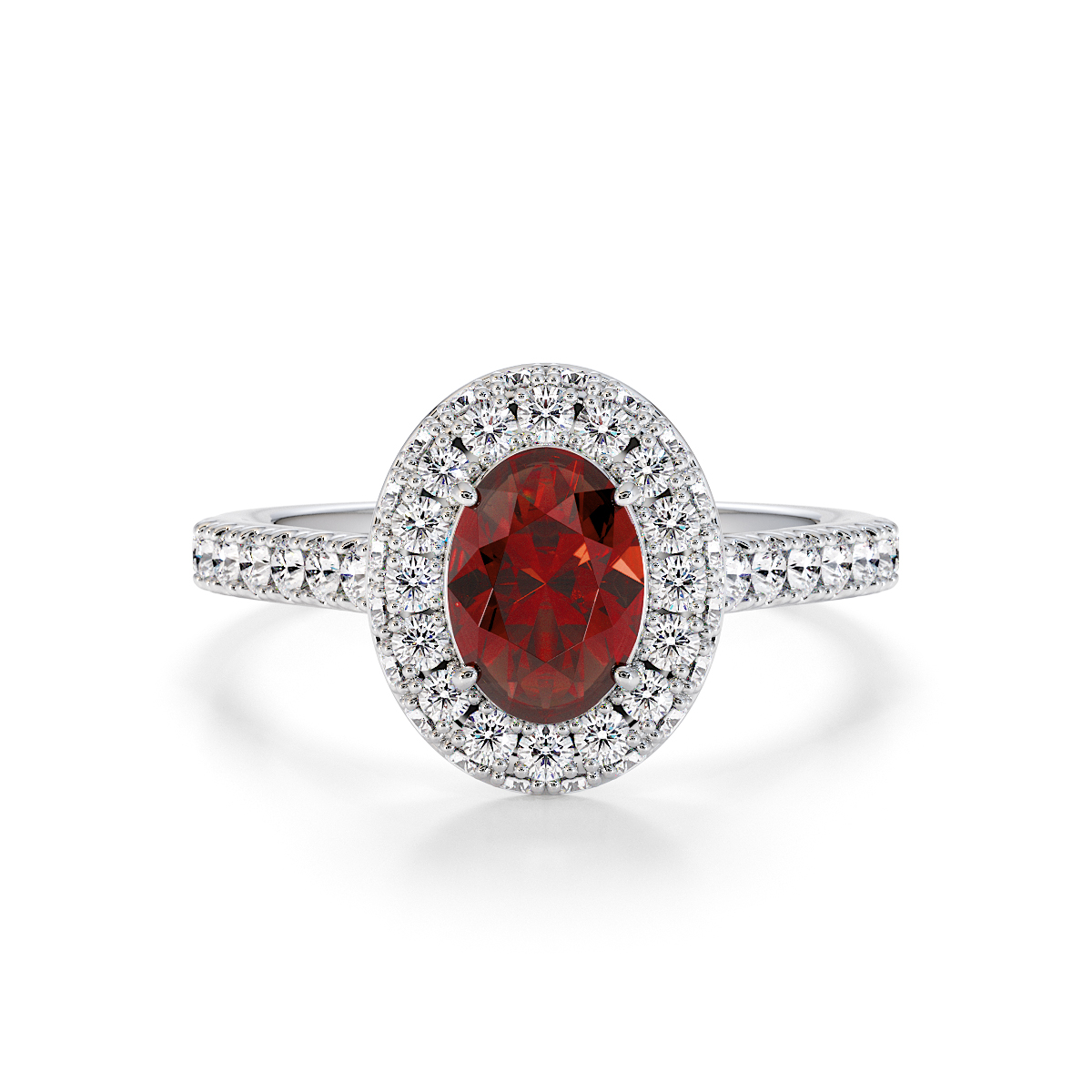 Gold / Platinum Garnet and Diamond Engagement Ring RZ3421