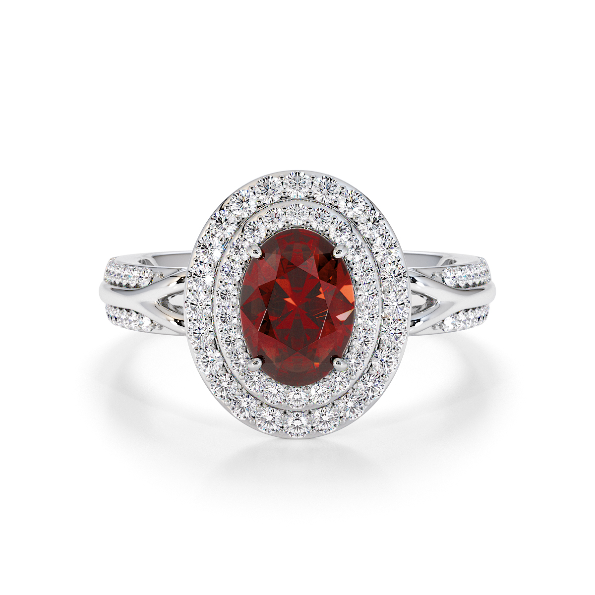 Gold / Platinum Garnet and Diamond Engagement Ring RZ3428