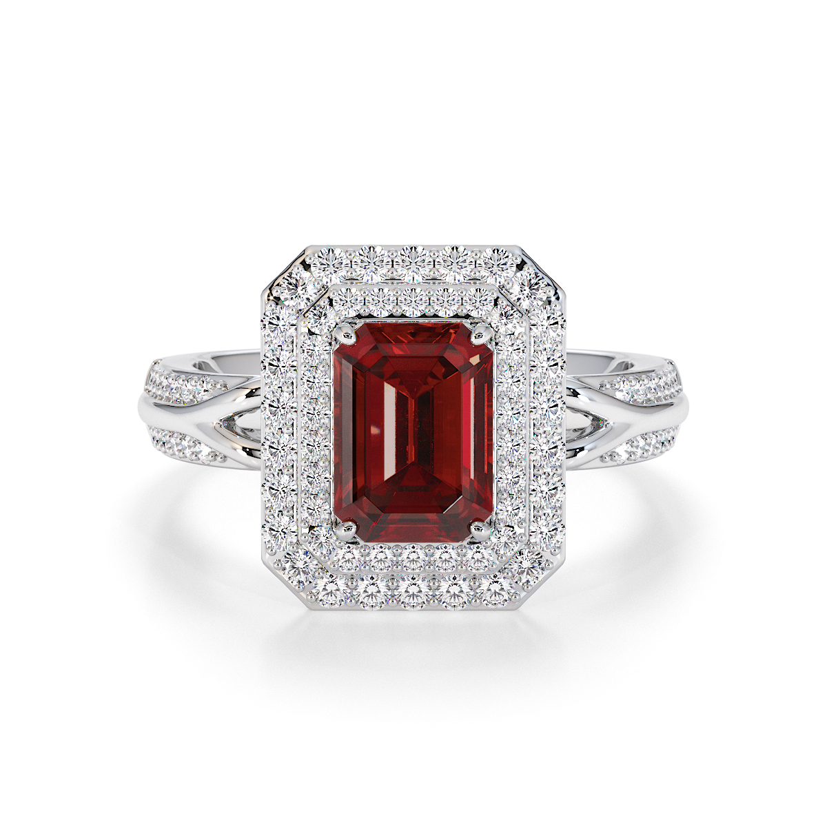 Gold / Platinum Garnet and Diamond Engagement Ring RZ3429