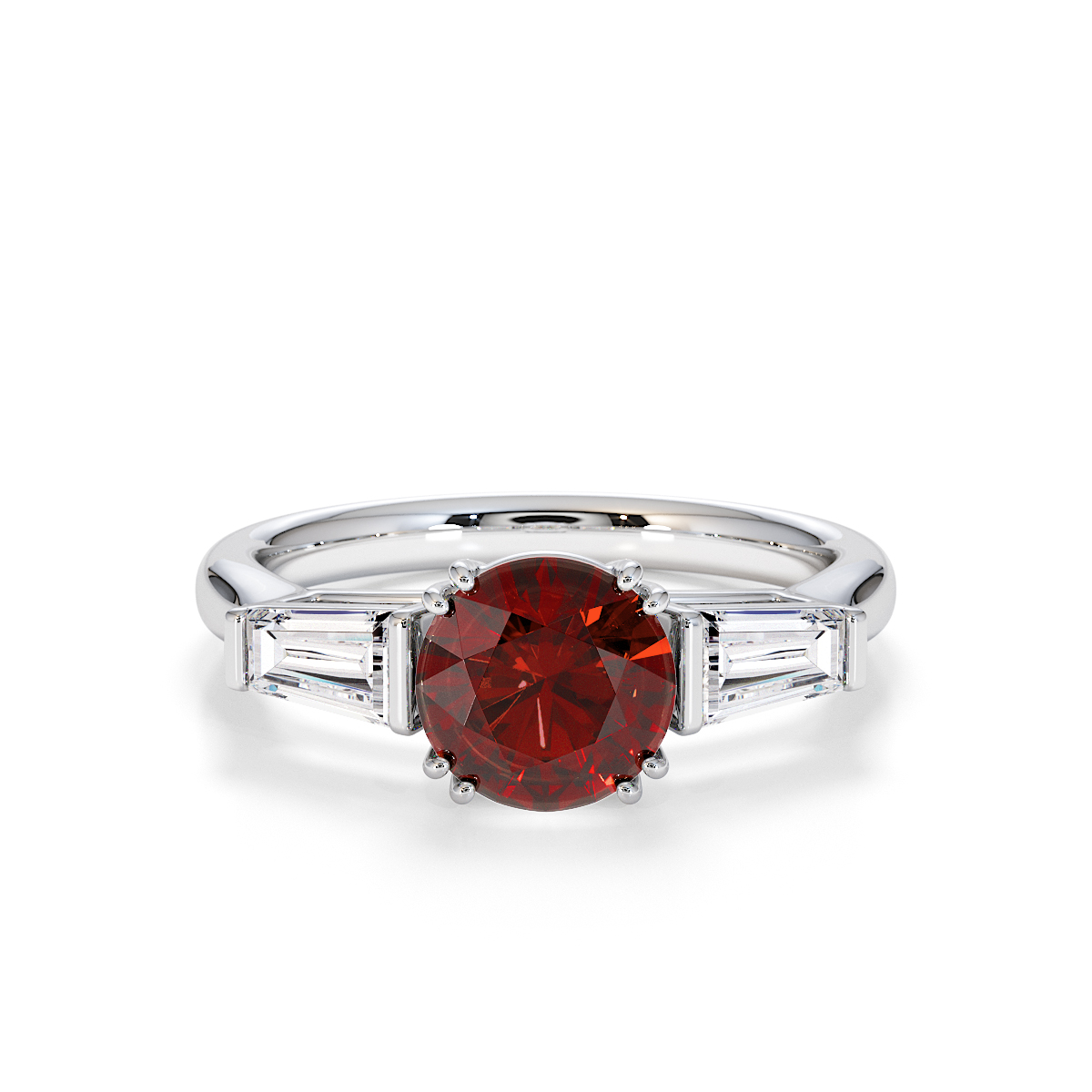 Gold / Platinum Garnet and Diamond Engagement Ring RZ3434