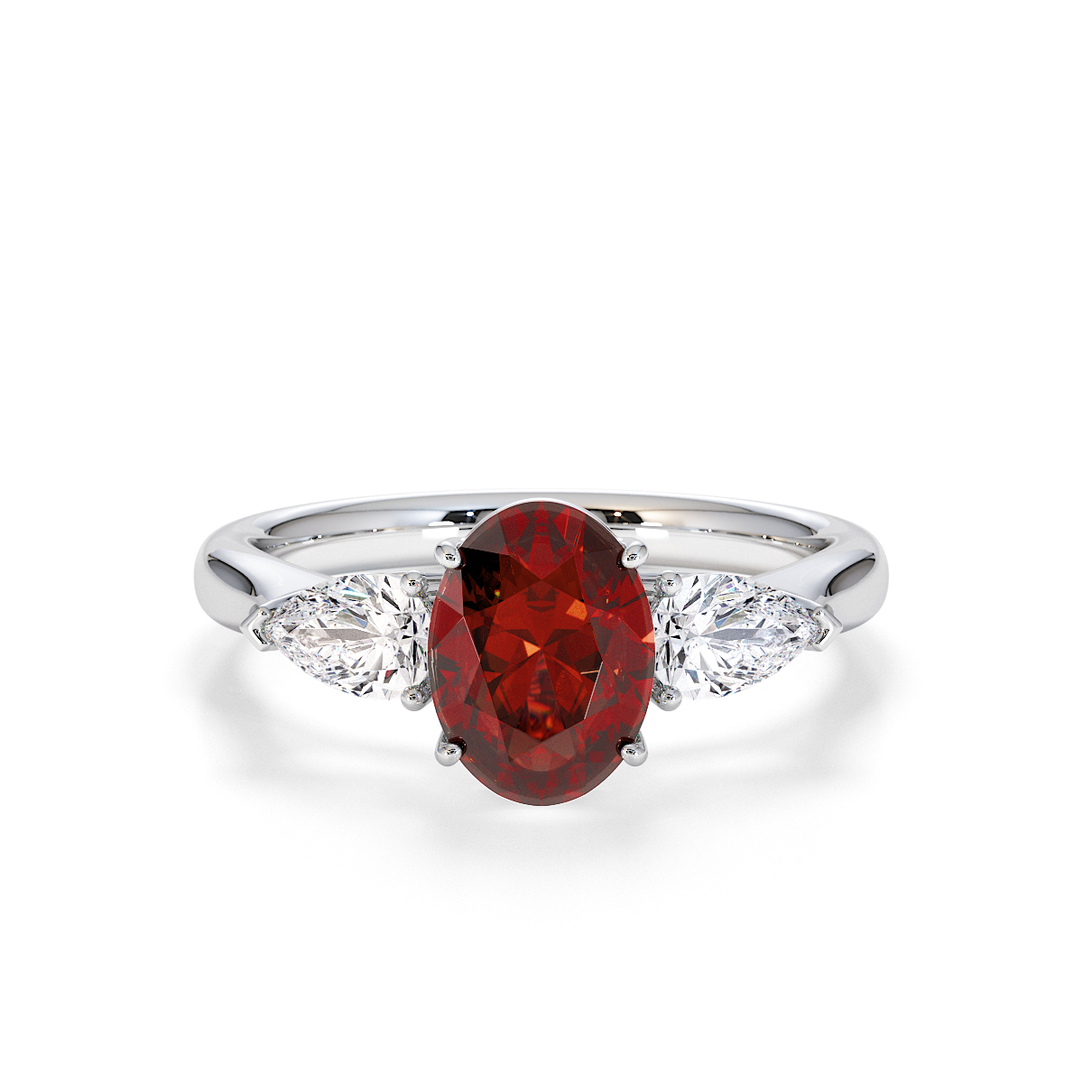 Gold / Platinum Garnet and Diamond Engagement Ring RZ3435