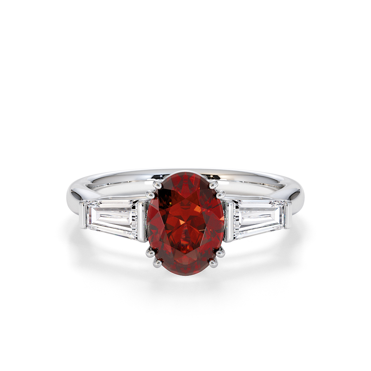 Gold / Platinum Garnet and Diamond Engagement Ring RZ3437