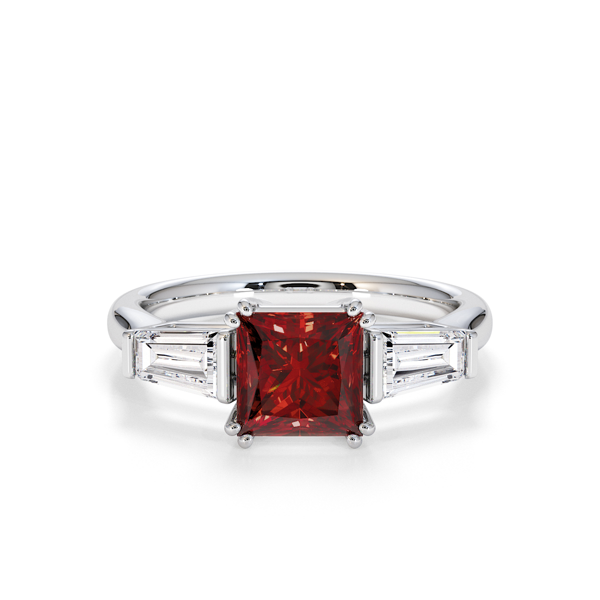Gold / Platinum Garnet and Diamond Engagement Ring RZ3440