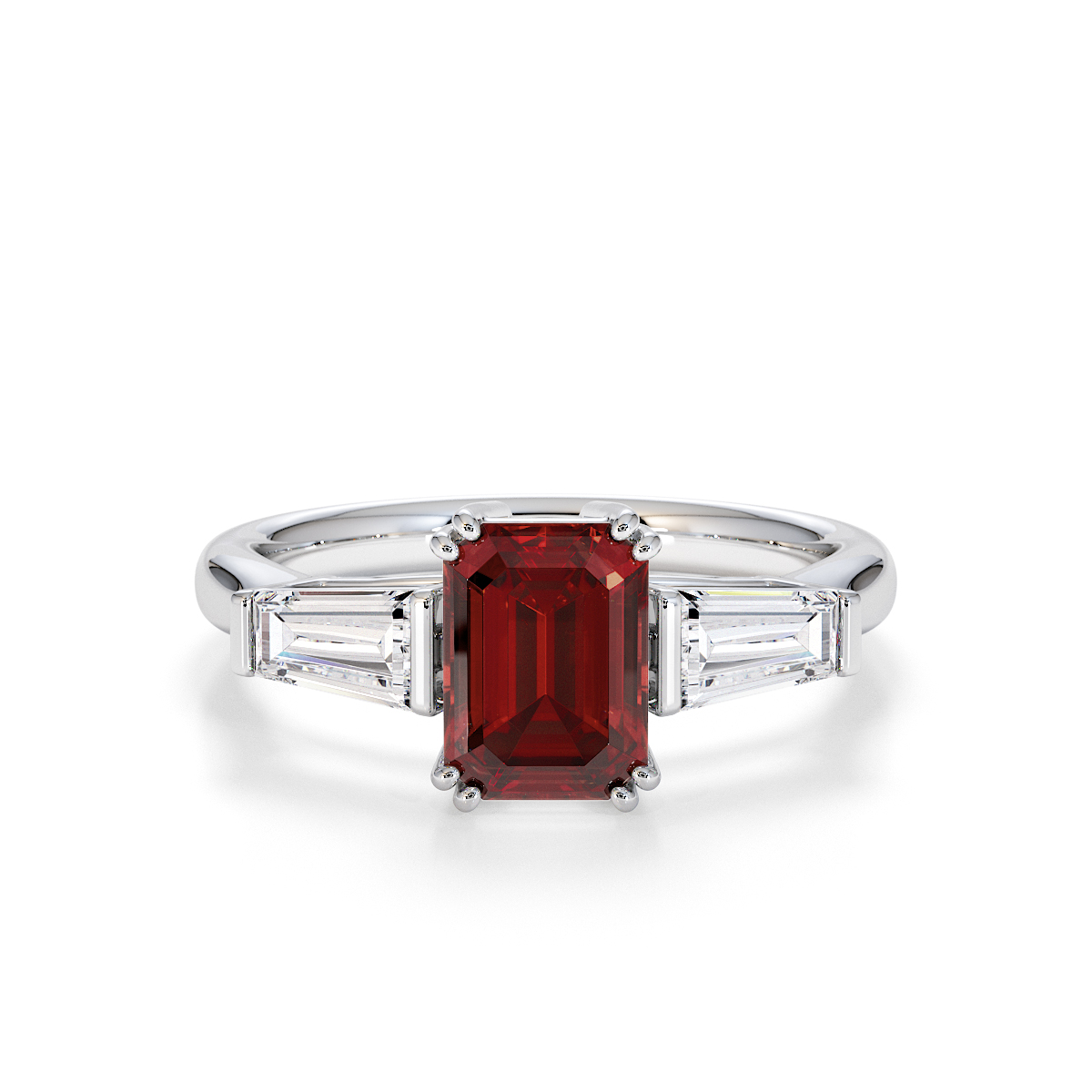Gold / Platinum Garnet and Diamond Engagement Ring RZ3446