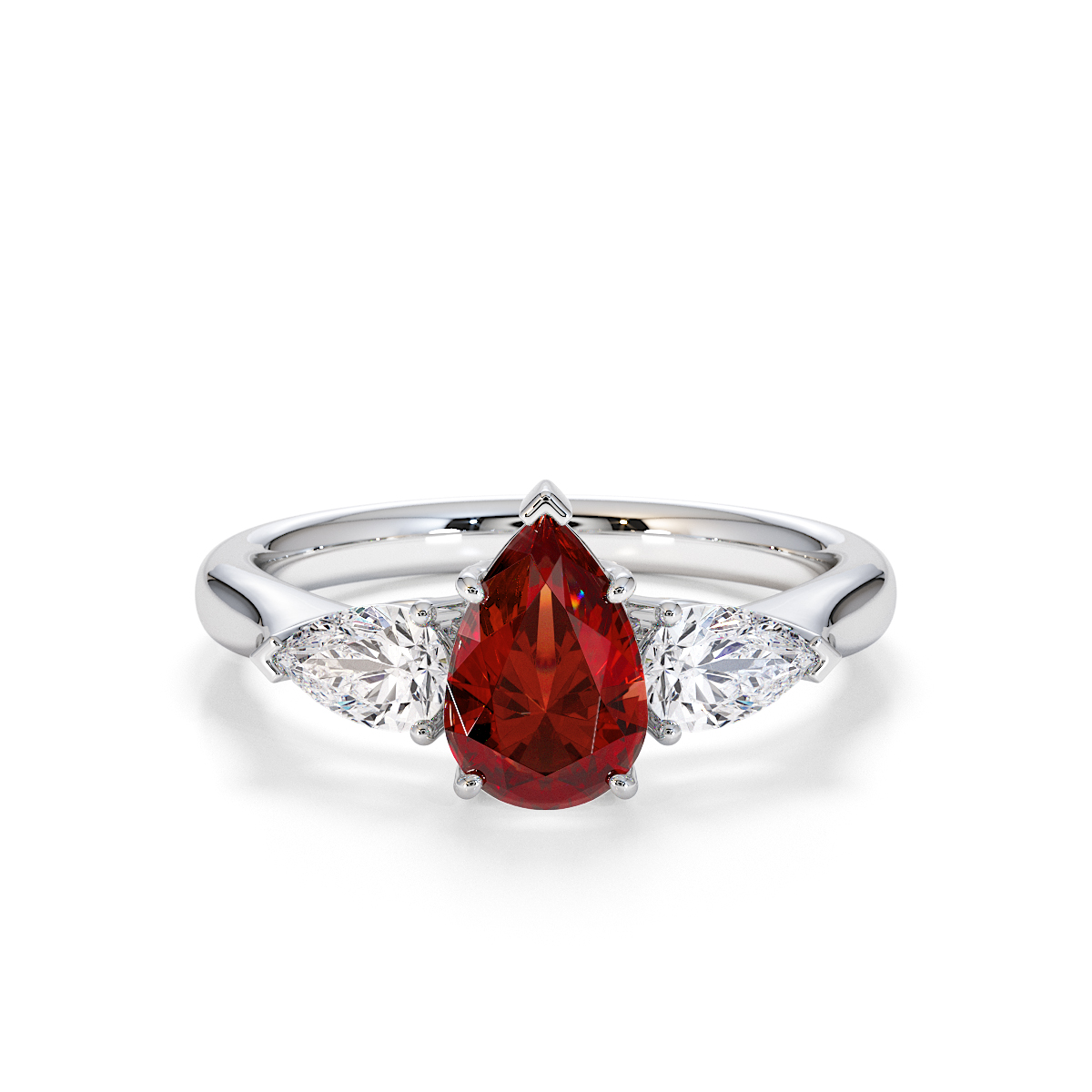 Gold / Platinum Garnet and Diamond Engagement Ring RZ3447