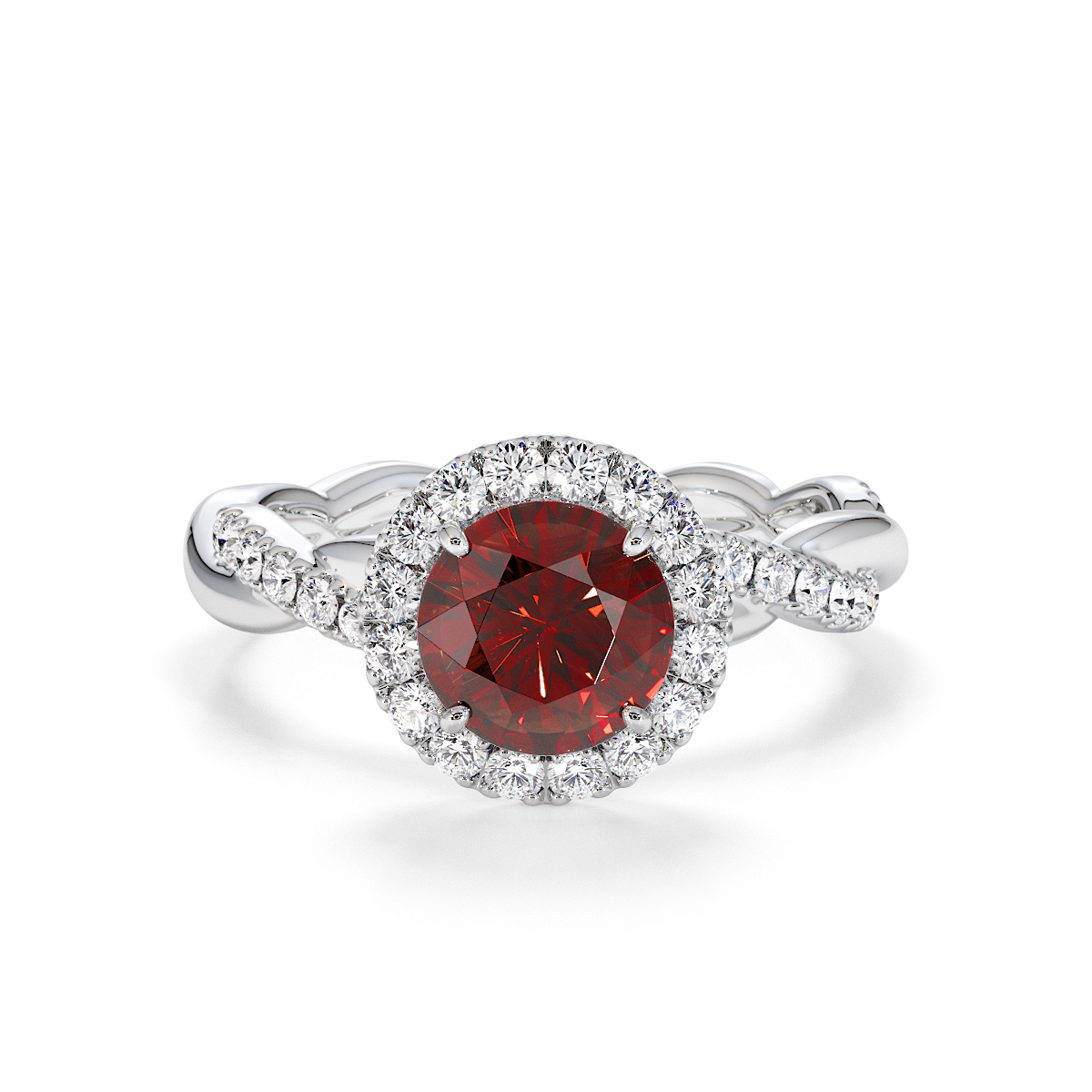 Gold / Platinum Garnet and Diamond Engagement Ring RZ3453