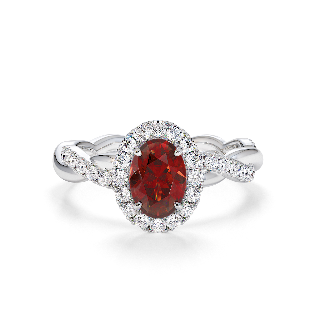 Gold / Platinum Garnet and Diamond Engagement Ring RZ3456