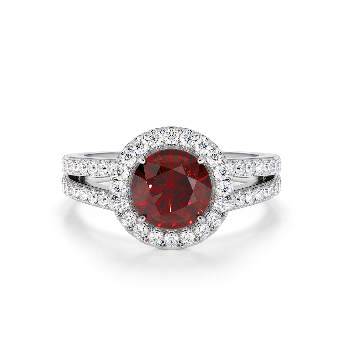Gold / Platinum Garnet and Diamond Engagement Ring RZ3460
