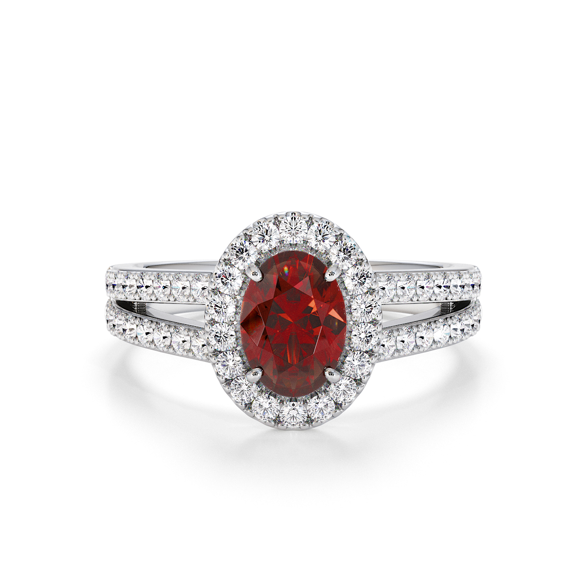 Gold / Platinum Garnet and Diamond Engagement Ring RZ3461