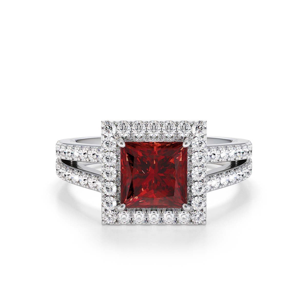 Gold / Platinum Garnet and Diamond Engagement Ring RZ3462