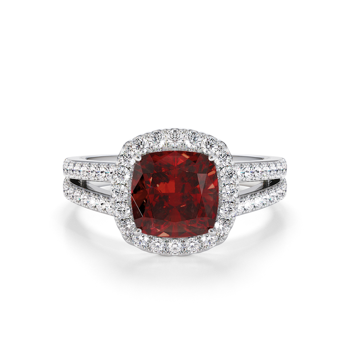 Gold / Platinum Garnet and Diamond Engagement Ring RZ3464