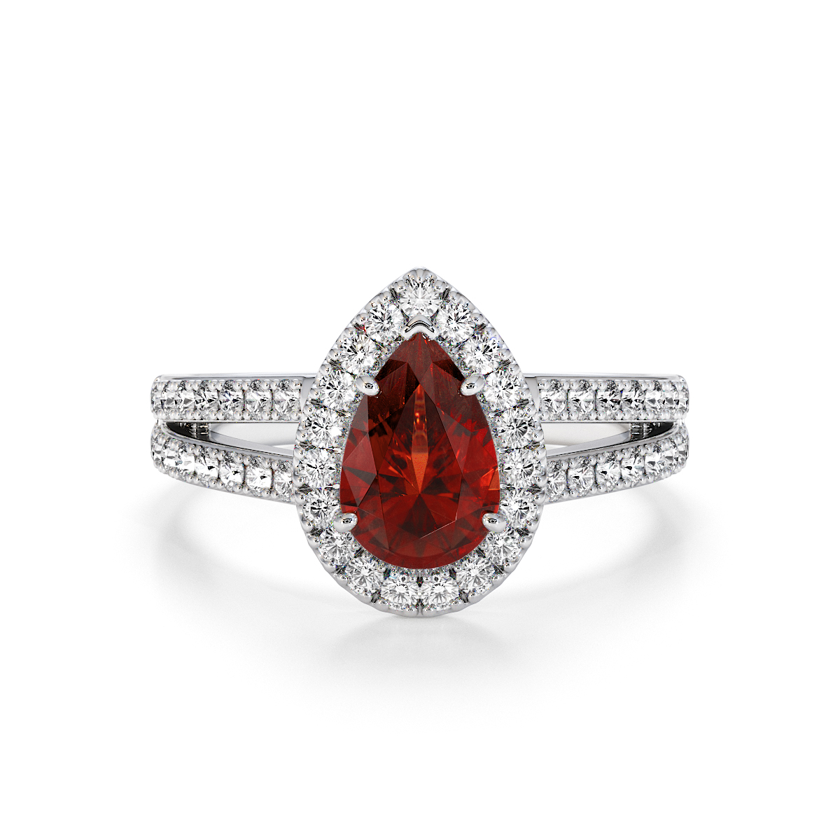 Gold / Platinum Garnet and Diamond Engagement Ring RZ3465