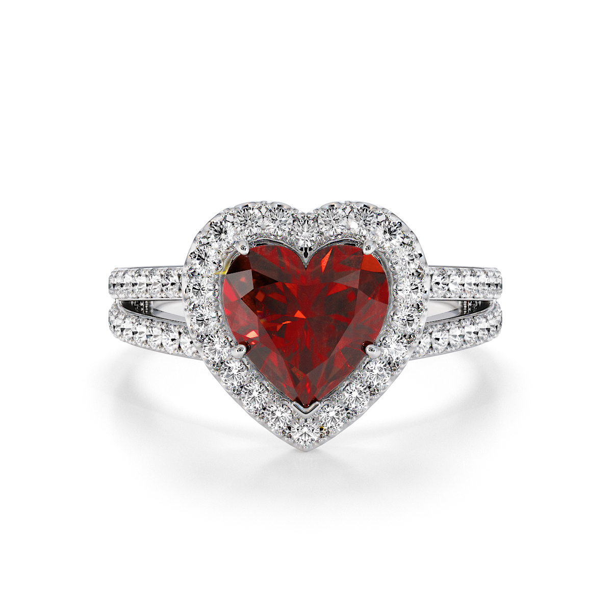Gold / Platinum Garnet and Diamond Engagement Ring RZ3467