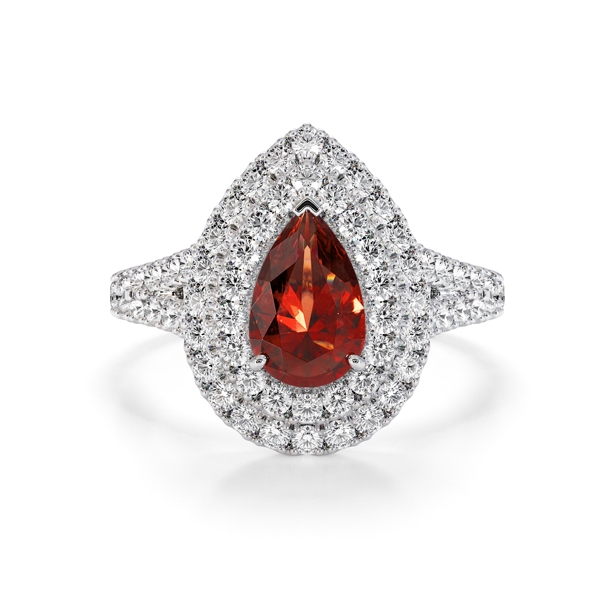 Gold / Platinum Garnet and Diamond Engagement Ring RZ3473
