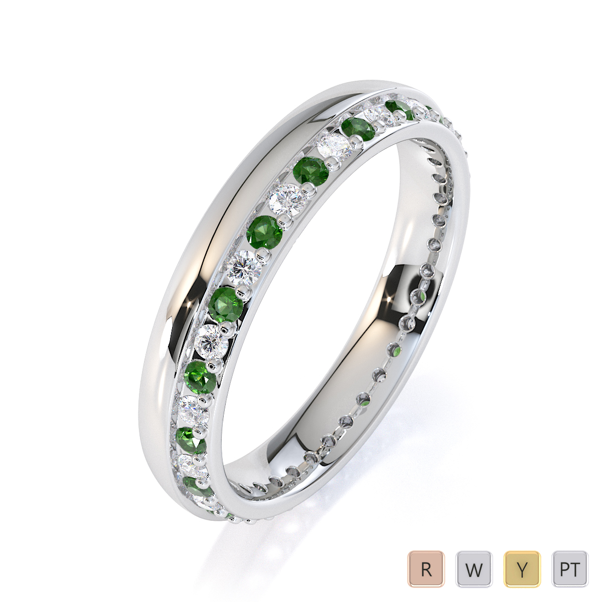 Gold / Platinum Green Tourmaline and Diamond Full Eternity Ring RZ1516